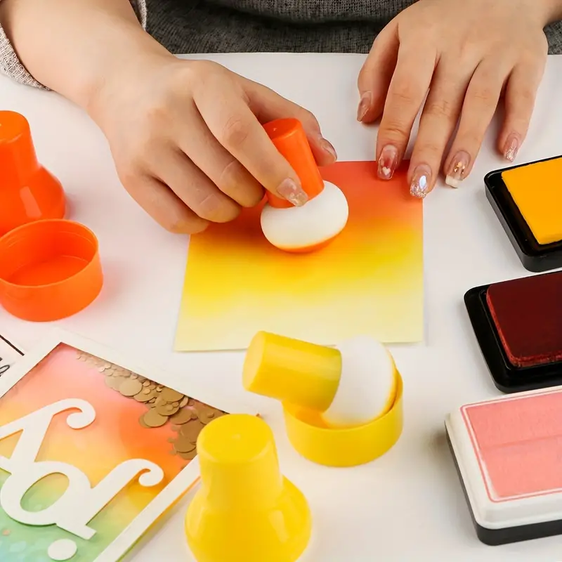 Colorful Paper Pouncers: Diy Scrapbook Inking Sponge Crafts - Temu