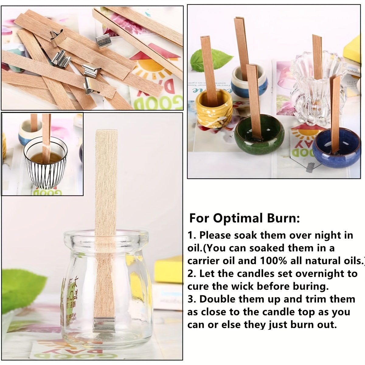 Diy Candle Making Supplies Natural Wooden Candle Wicks, Candle