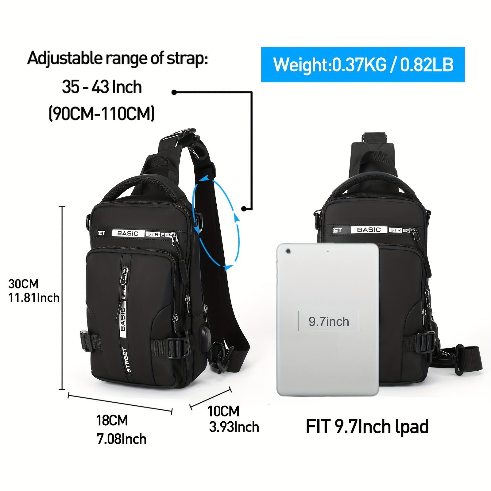 Shoulder Backpack Crossbody Bags for iPad Outdoor Hiking Men