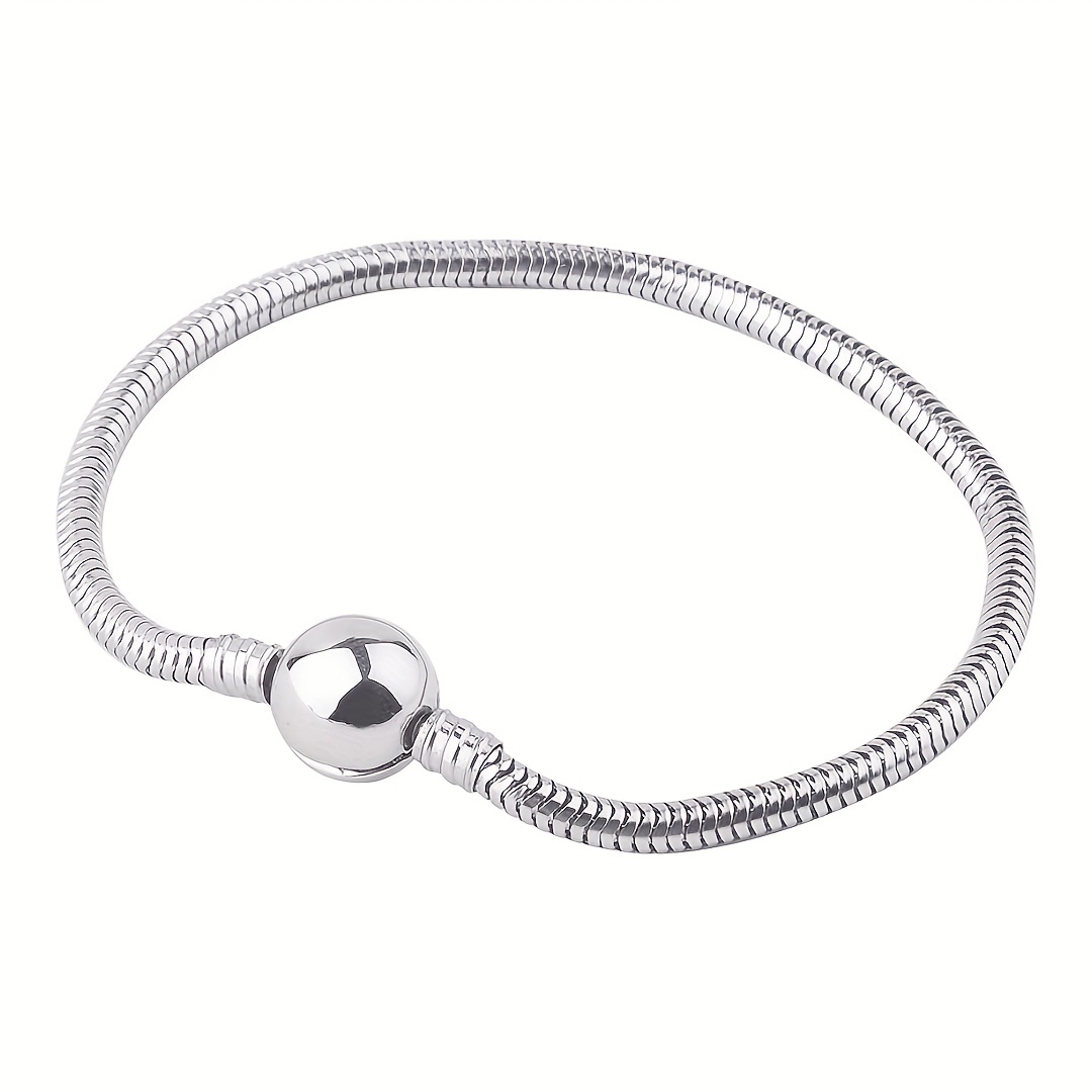 1pc 925 Sterling Silver Classic Love Forever Snake Chain Bracelet