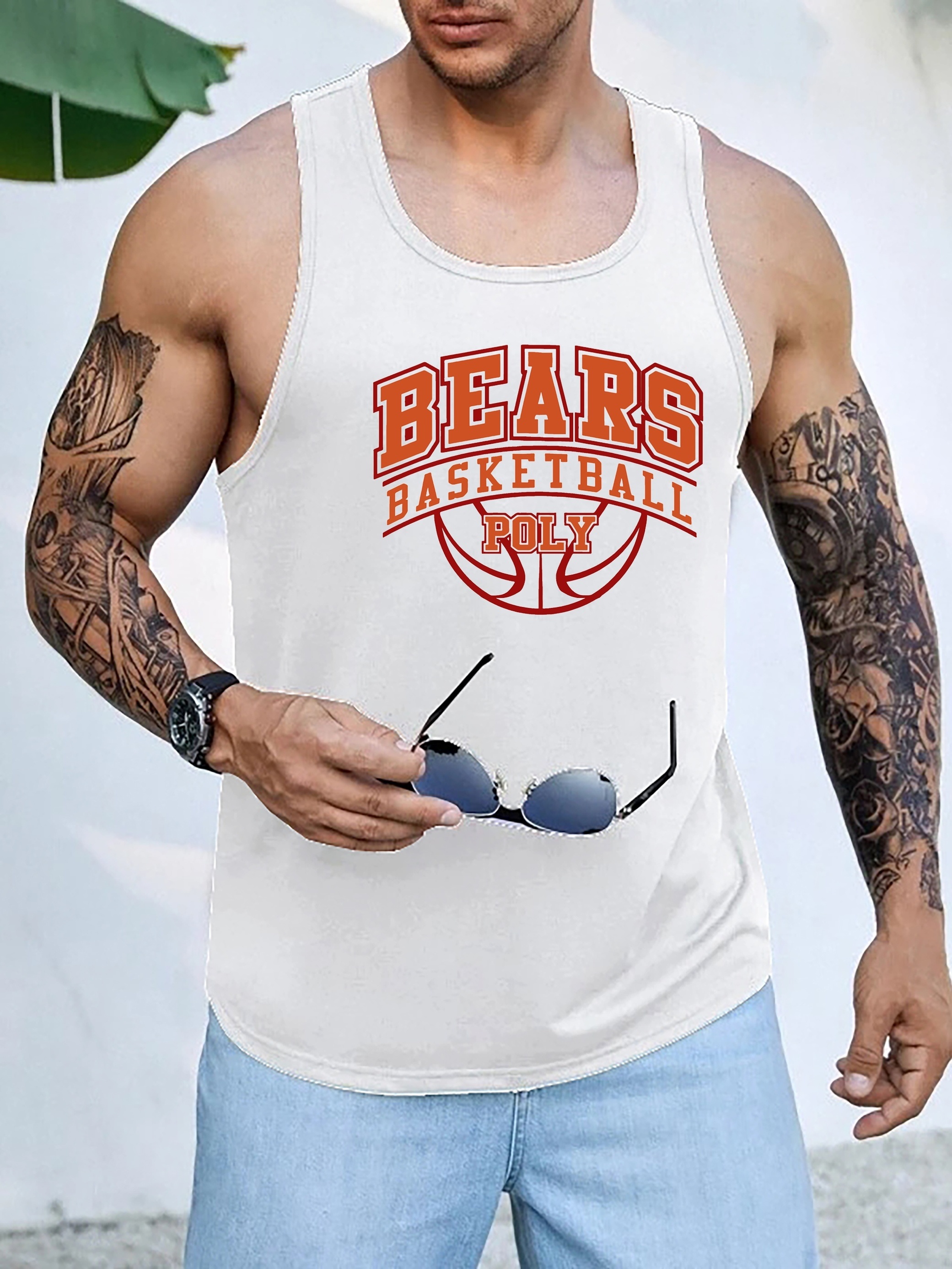 Chicago Bears Mens Sleeveless Muscle Tee Summer Tank Top V-Neck T