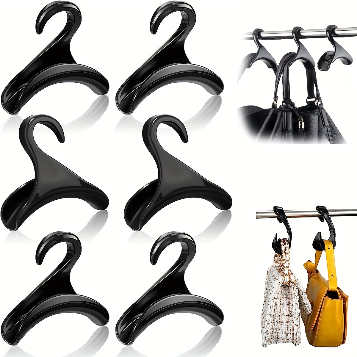 6pcs Arched Hanger Hook, Bag Handbag Hanger Rack, For Wardrobe Closet  Hanging Storage, Backpack Satchel Purse Plastic Hook Holder (Black)