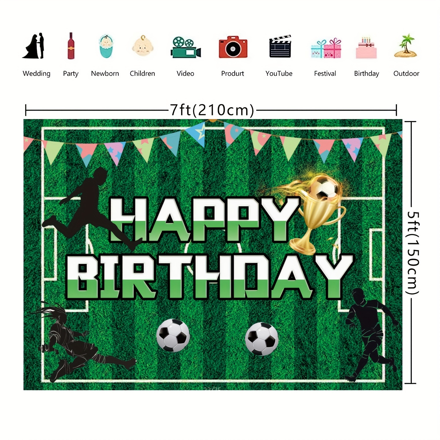 1pc Fondo Cumpleaños Fútbol Patty Banner Cumpleaños Feliz - Temu