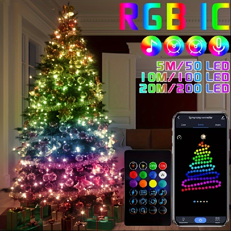 Rgb Color Changing Christmas Lights, 100 Led / 200led Rgb Xmas Tree Lights,  Halloween Lights With Remote Timer Fairy Twinkle Lights, Plug In Light,  Indoor Outdoor Xmas Wedding For Christmas, Home, Garden