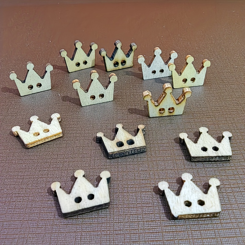 Crown Shape Wood Wood Diy Craft Wooden Pieces Crown - Temu