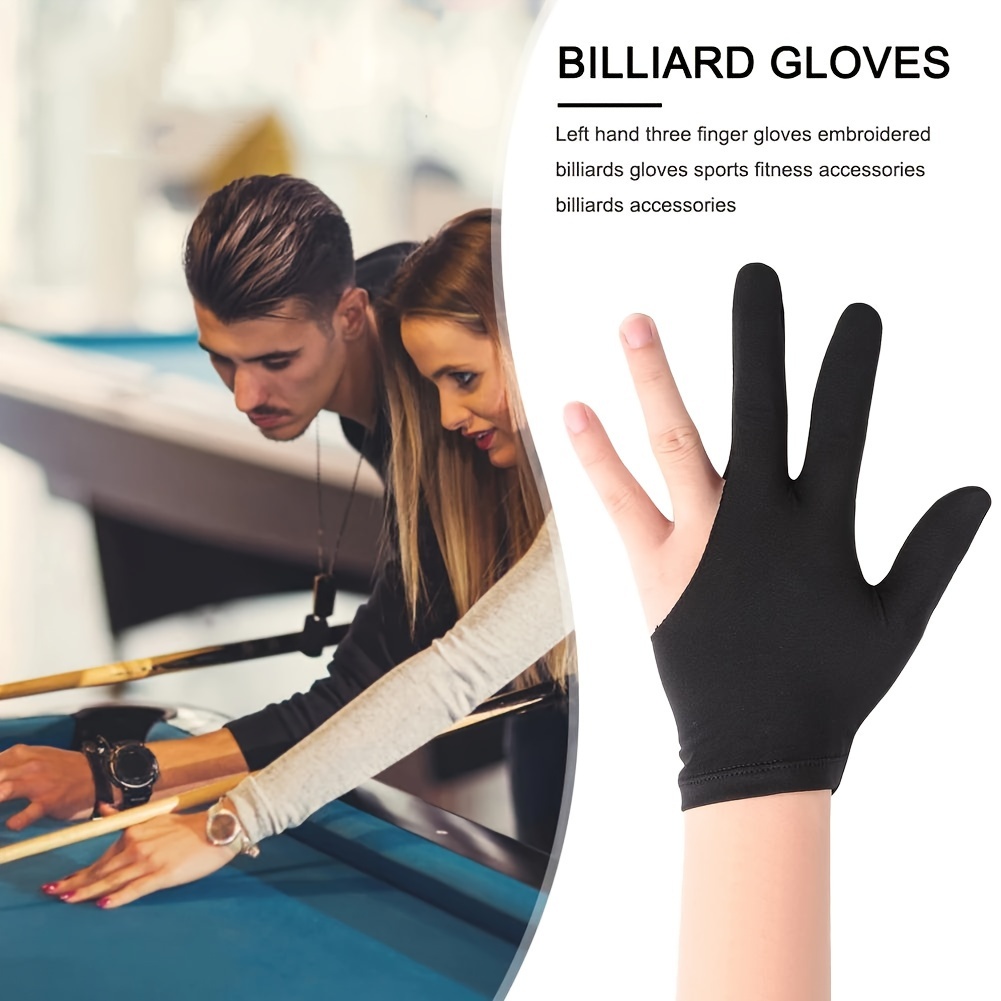 2pcs 3 Fingers Pool Billiard Glove Snooker Cue Professional Left Hand  Anti-slip