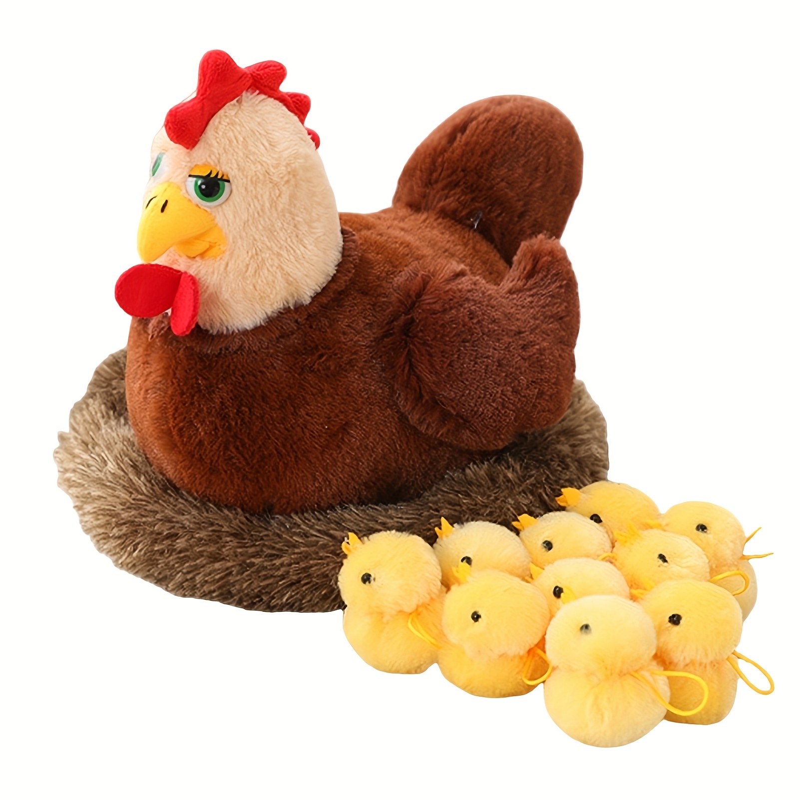 

11.41in Swan Chick Family Plush Toy, Chicken Mother Swan Baby Plush Dolls Lifelike Animals Stuffed Doll With Nest, Kids Christmas Gift