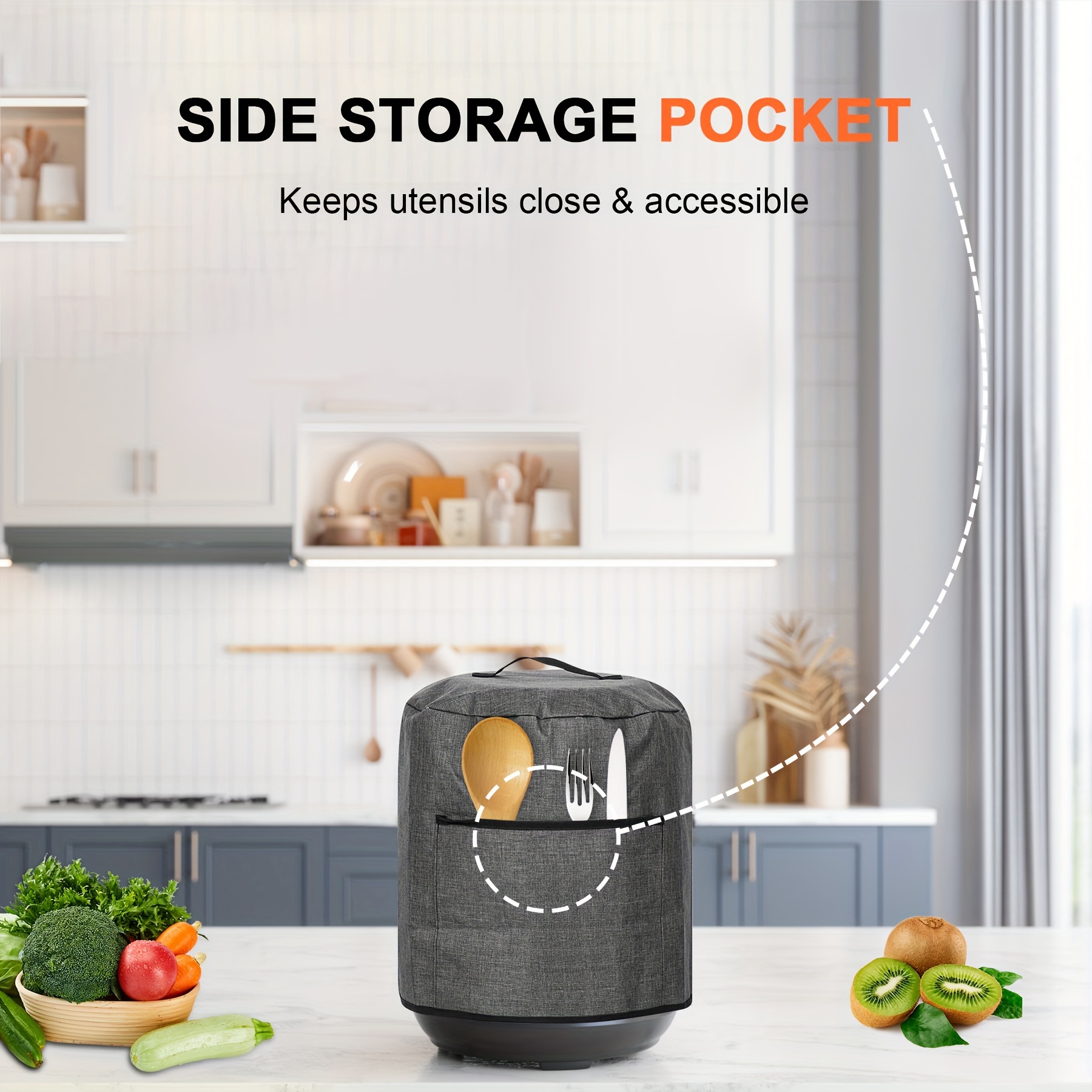 Air Fryer Dust proof Cover With Handle And Storage Pockets - Temu
