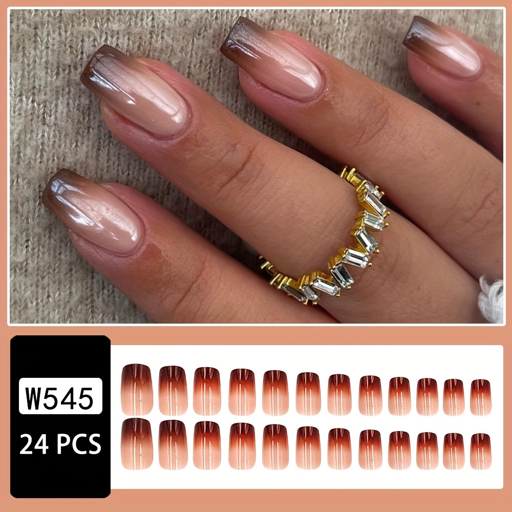 French Autumn Winter False Nail Short Square Press on Nails for