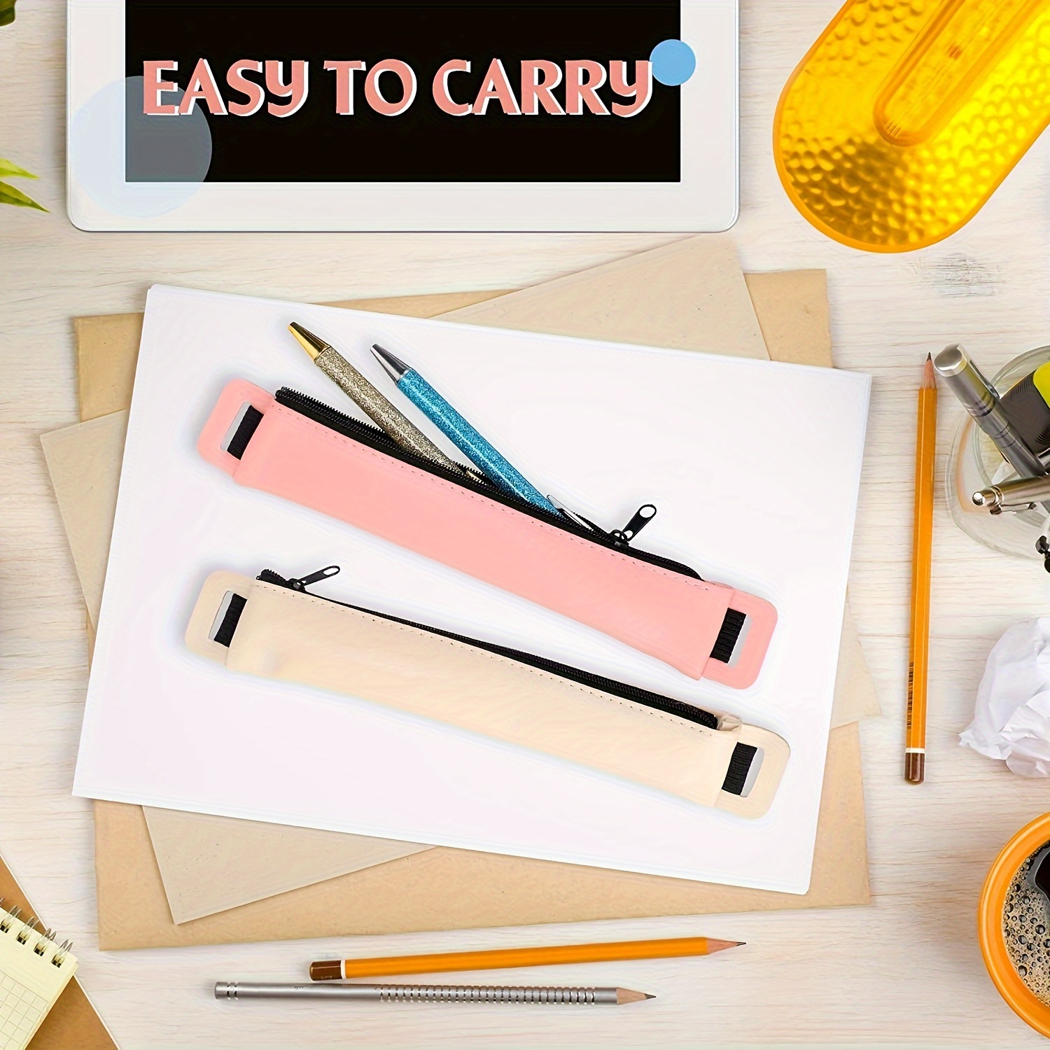 4pcs Of Notebook Pen Holder, Diary Pen Case, Notepad, Elastic Band, Book  Strap With Pen Holder, Pink, Blue, Black, Khaki, PU Leather