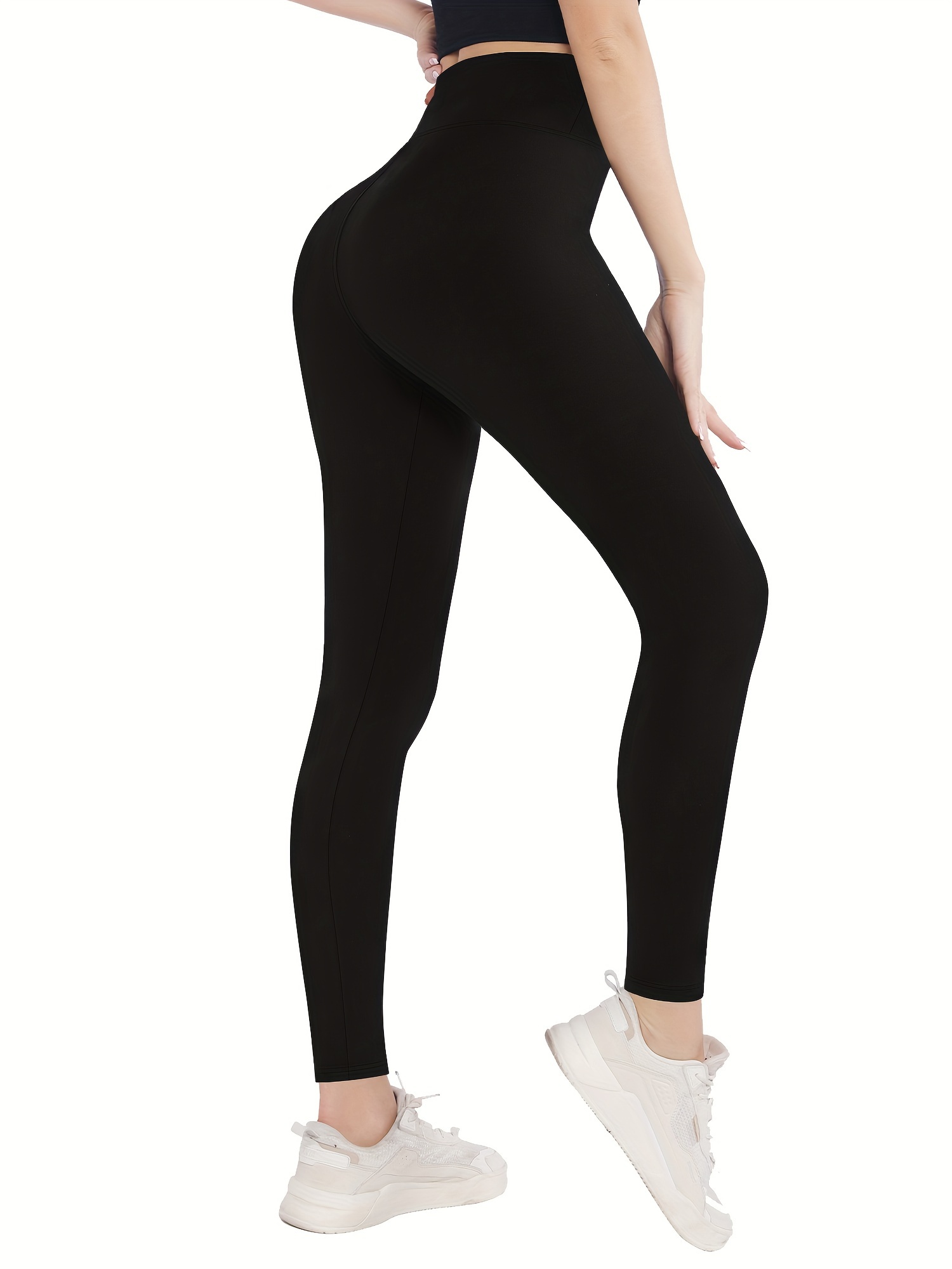 Solid Skinny Leggings Casual High Waist Workout Leggings Temu 2883