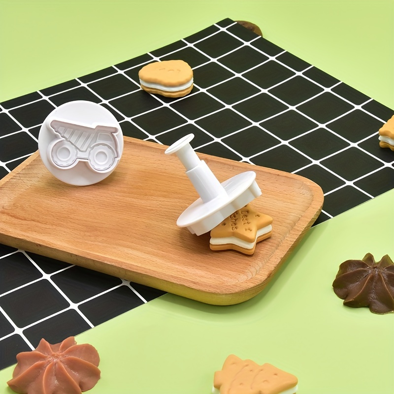 4pcs Construction Transport Vehicle Flower Mold for Cake Biscuit Chocolat