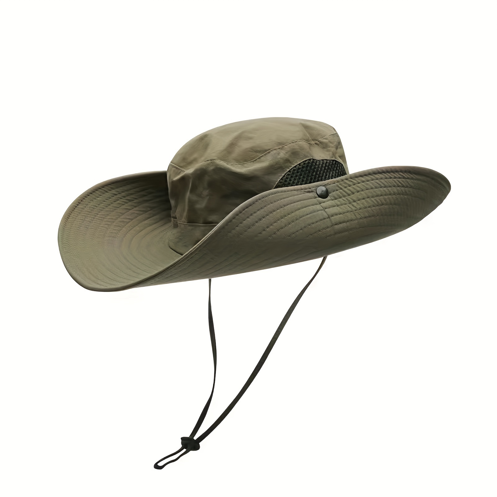 Sporty Boonie Hat, Wide Brim Breathable Sun Protection Fisherman Hat with Button and Rope for Fishing Hiking Cycling,Temu
