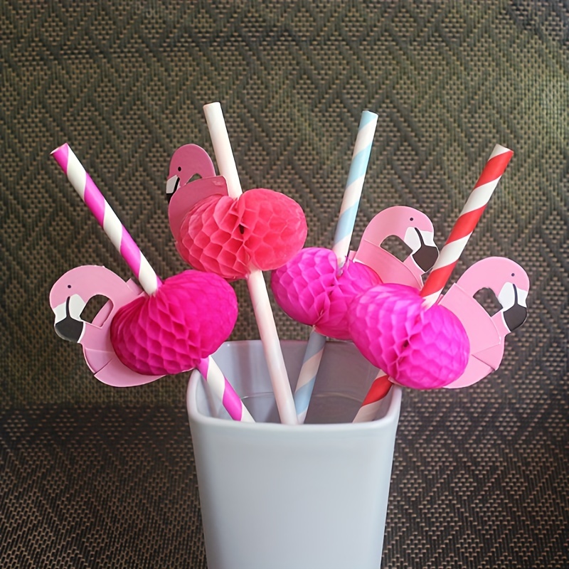 Pink Flamingo Paper Straws