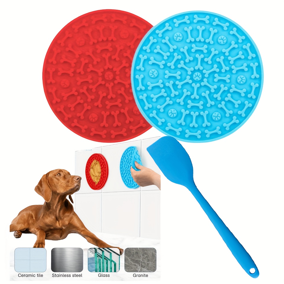 Licking Mat for Dogs & Cats 2 Pack, Diswasher Safe, Slow Feeder Lick Pat  for Puppy Pets Supplies, Anxiety Relief Dog Toys Feeding Mat for Butter