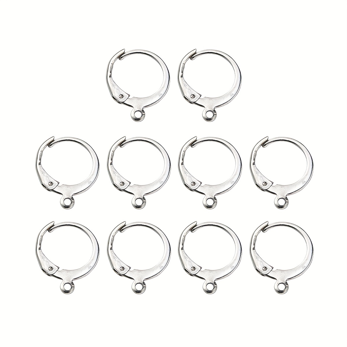 10pcs 304 Stainless Steel Leverback Earring Findings, With Loop,  14.5*12*2mm, Hole: 1.2mm For DIY Crafting Jewelry Accessory Making Supplies