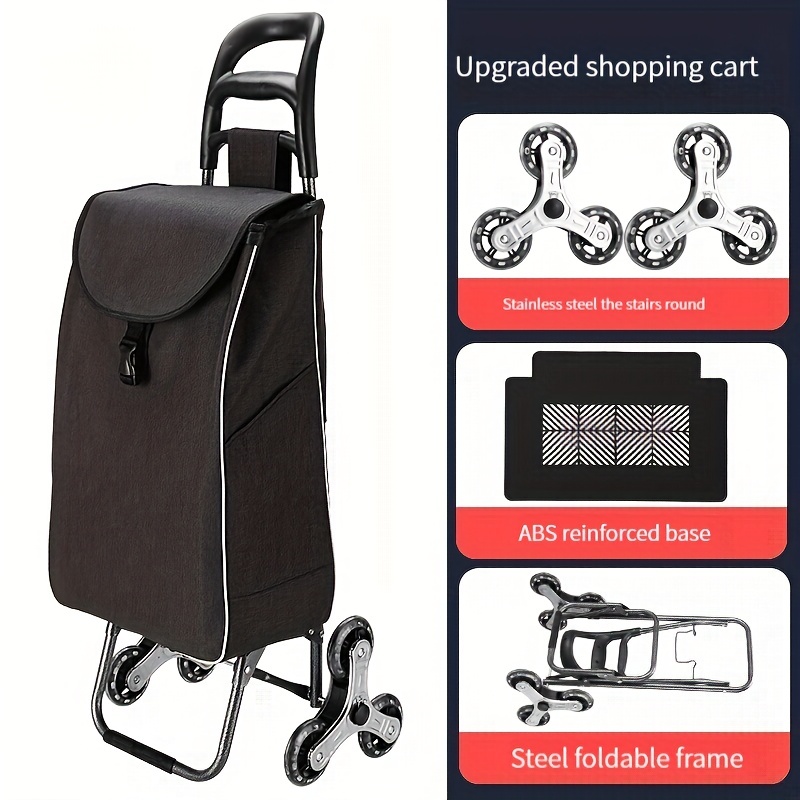 Carrito de compras plegable, bolsa de compras portátil, plegable, plegable,  con ruedas, carrito de compras plegable, bolsa de alimentos con ruedas