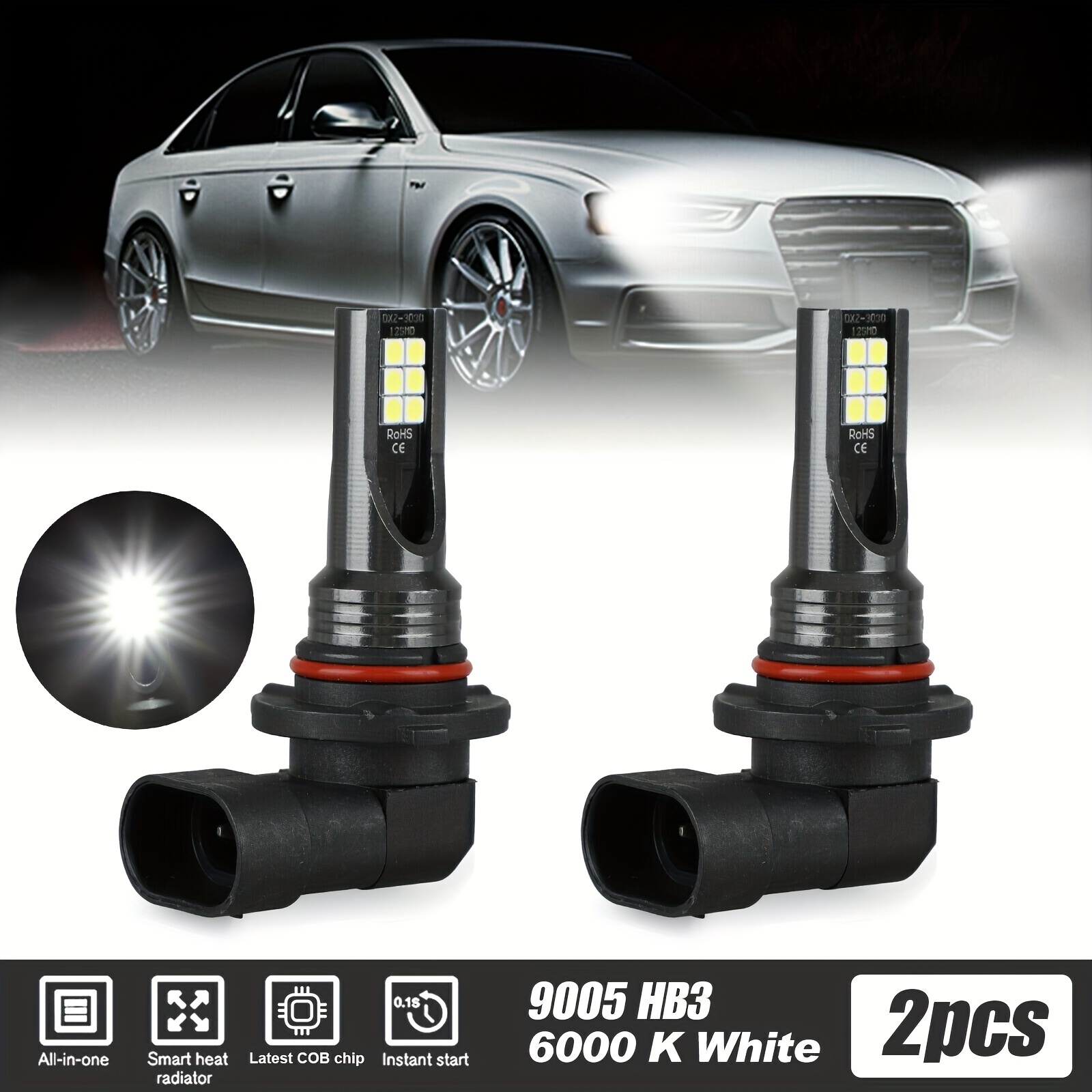  Bombilla LED H7 para faros delanteros de 140 W, 4300 K, H11,  HB3, 9005, HB4 9006, kit de luz LED de doble tubo de cobre compatible con  automóvil de 12 V