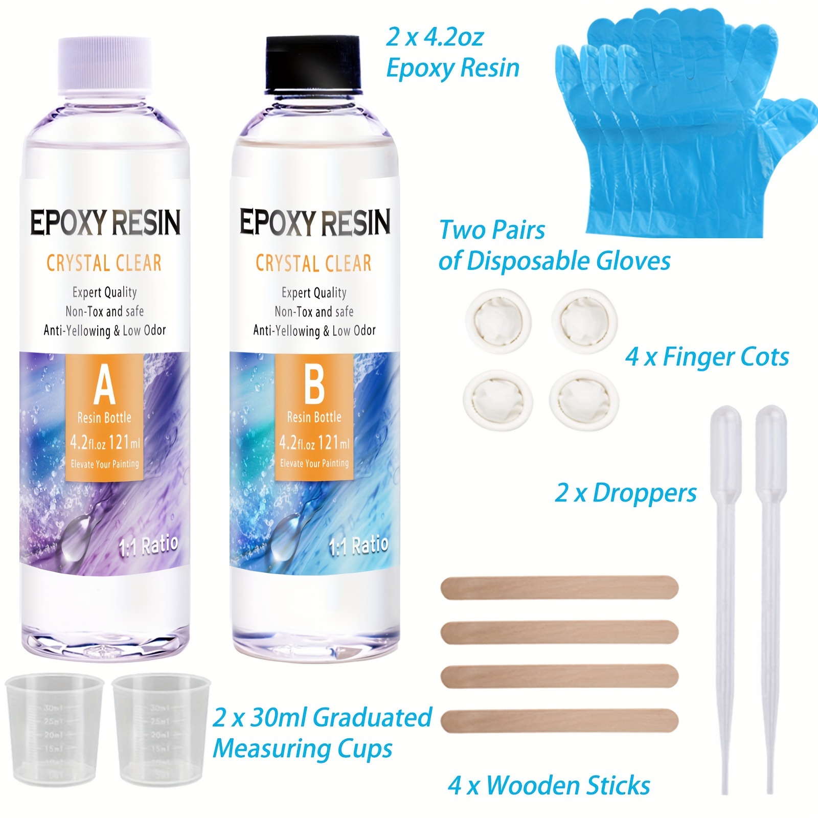 242ml Epoxy Resin Kit - Clear Crystal Resin, Suitable For Resin Molds,  Tabletops, Art Resin, Crafts, Jewelry Casting, Diy Projects, Glass & Wood,  Etc