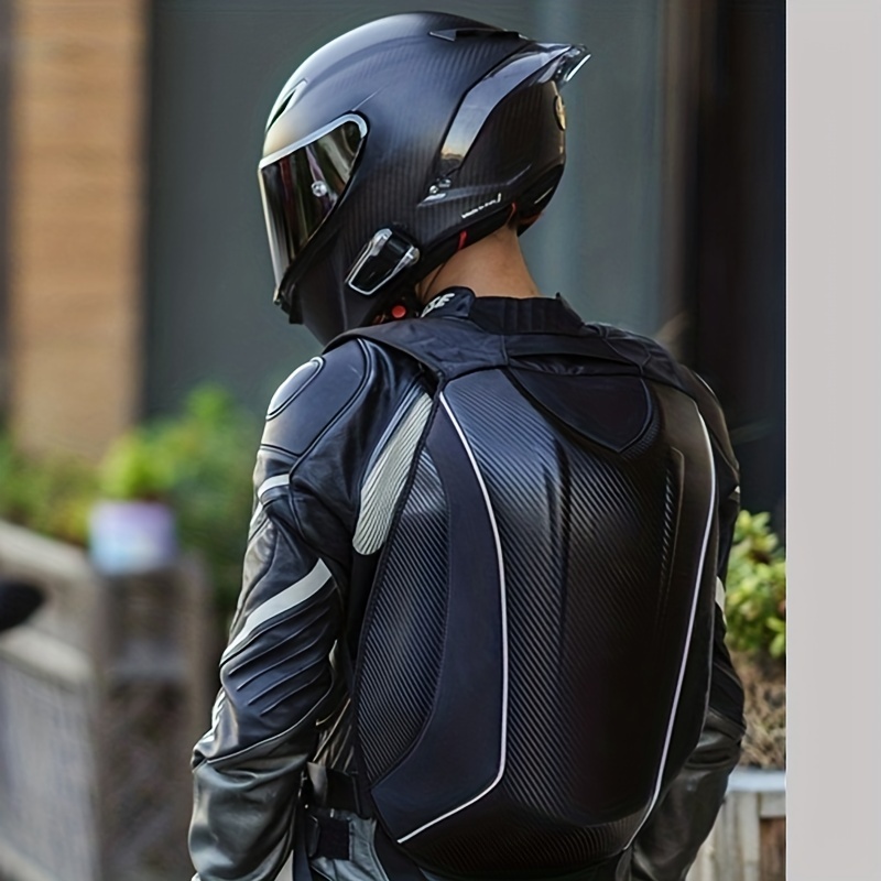  Mochila de motocicleta impermeable con carcasa dura, mochila de  fibra de carbono para hombre, accesorios de motocicleta : Automotriz