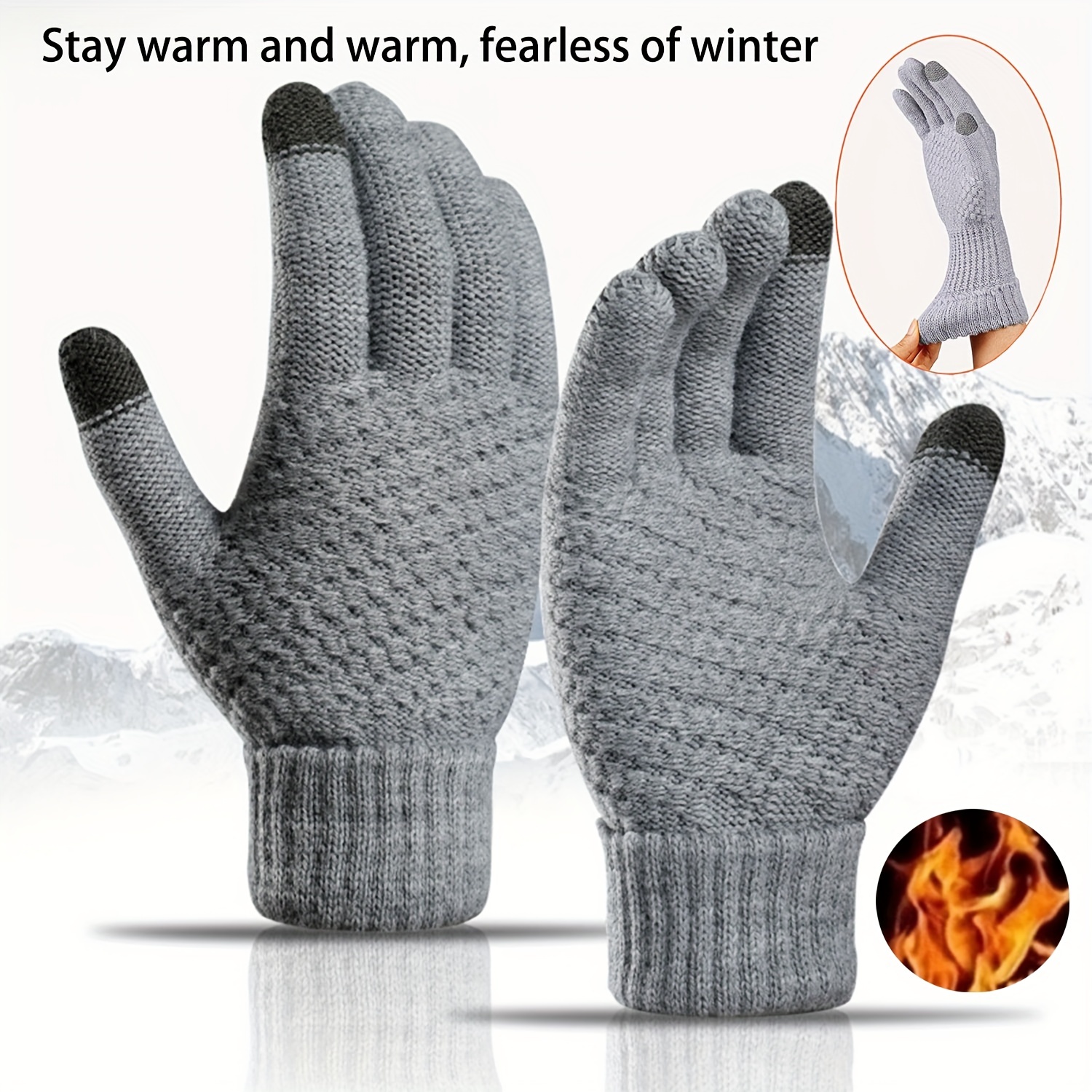 Gants sans doigts tricotés hiver épaissir chaud gant d'écran