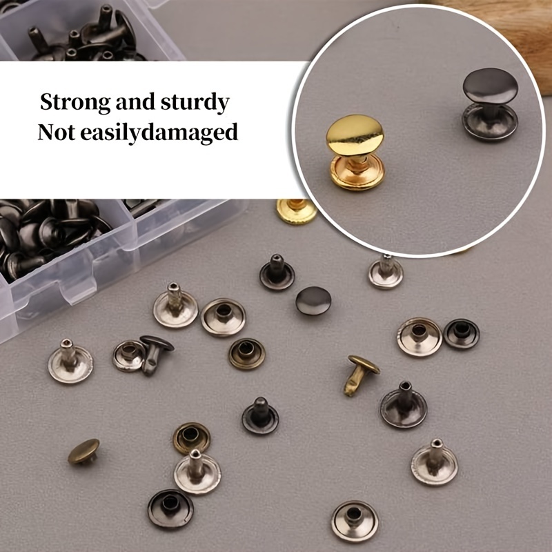 360pcs Metal Rivets For Leather Double Cap Rivets Tubular Rivet Studs With  3 Repair Tool And Storage Box