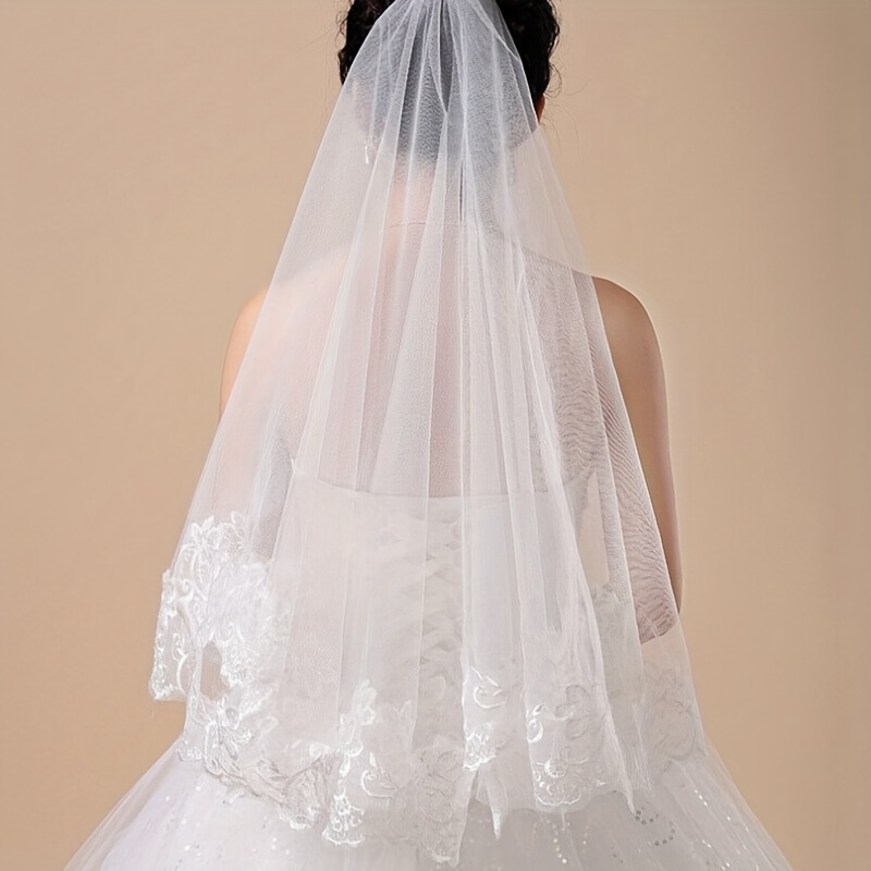 1pc Wedding Season White Bridal Veil, Bachelorette Party Hair