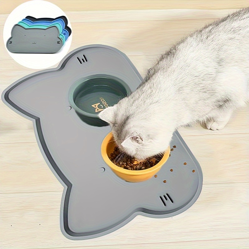 Cat Bowl Mat Made in USA Cat Water Mat Cat Food Mat Cat Placemat Cat  Feeding Mat Paw Prints Washable, Waterproof Pet Mat 
