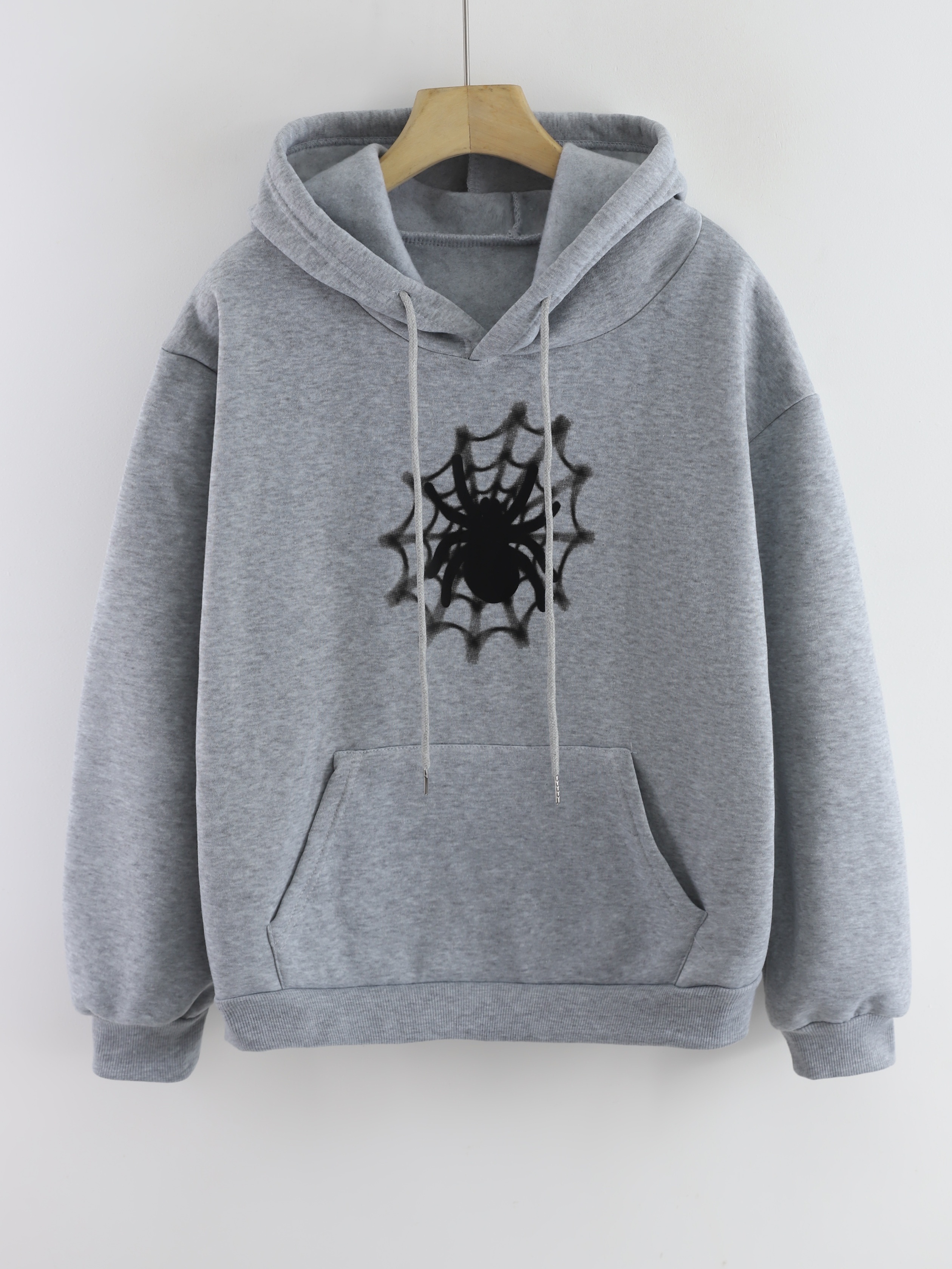 Spider Web Print Oversized Hoodie Casual Long Sleeve Hoodies