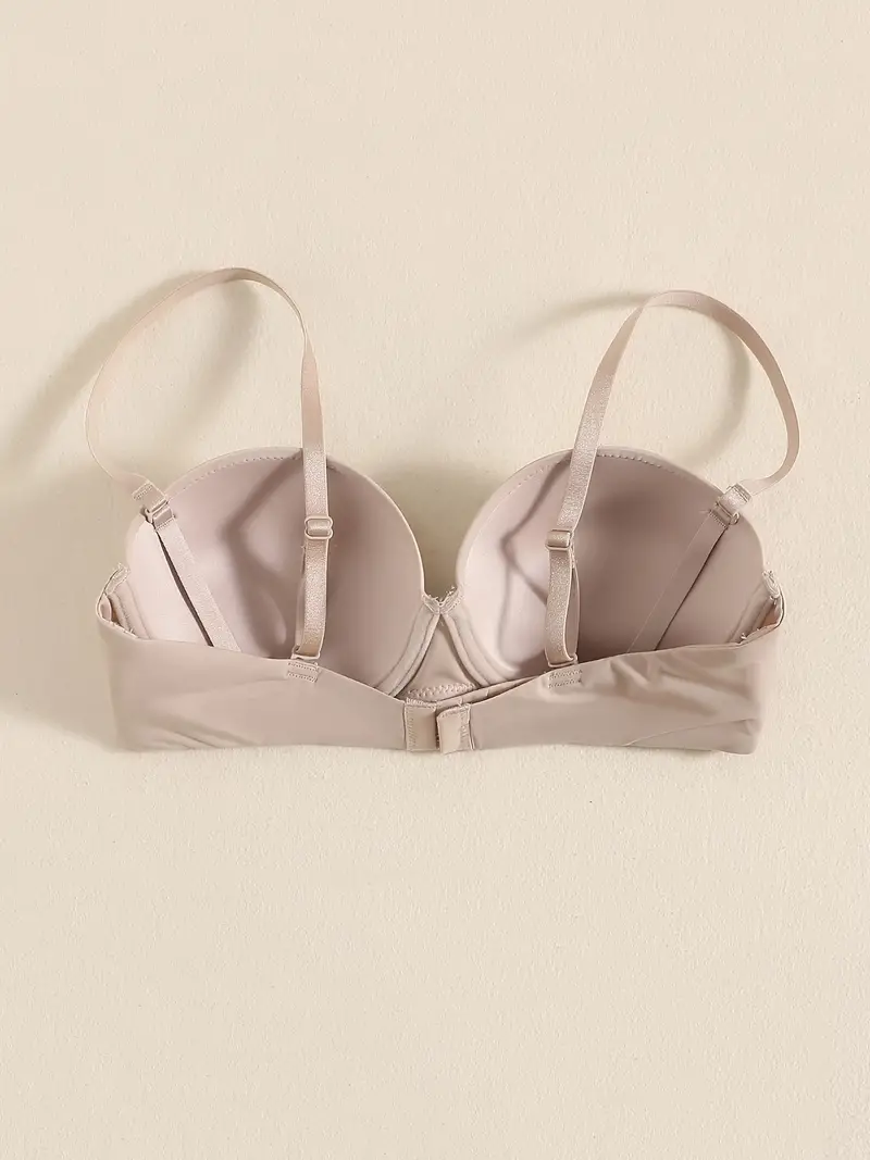 Glossy Molded Cup Push Bra Comfort Invisible Removable Strap - Temu United  Kingdom