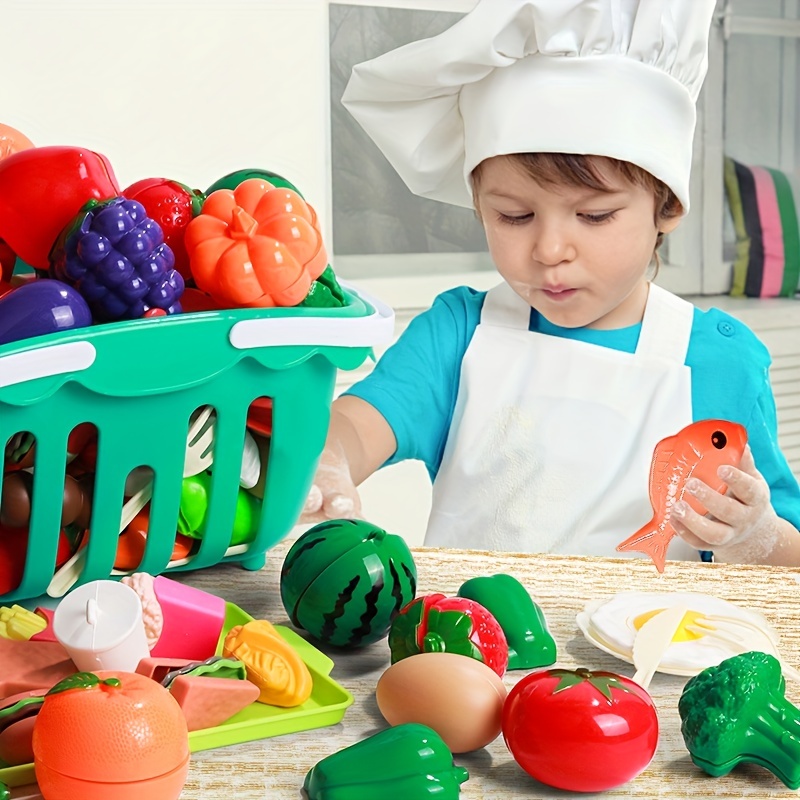 Jogo de cozinha para crianças Conjunto de corte Jogo de comida Cesta de  brinquedos de corte