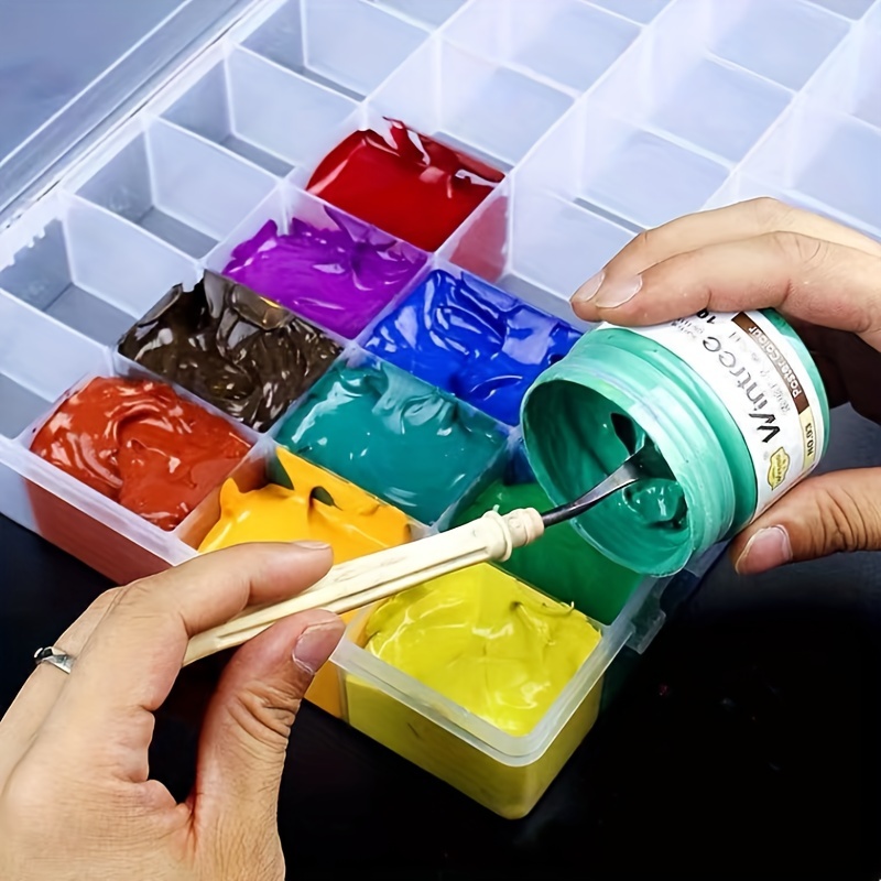 Paint Palette Tray With Soft Lid Rectangle Plastic Leak - Temu