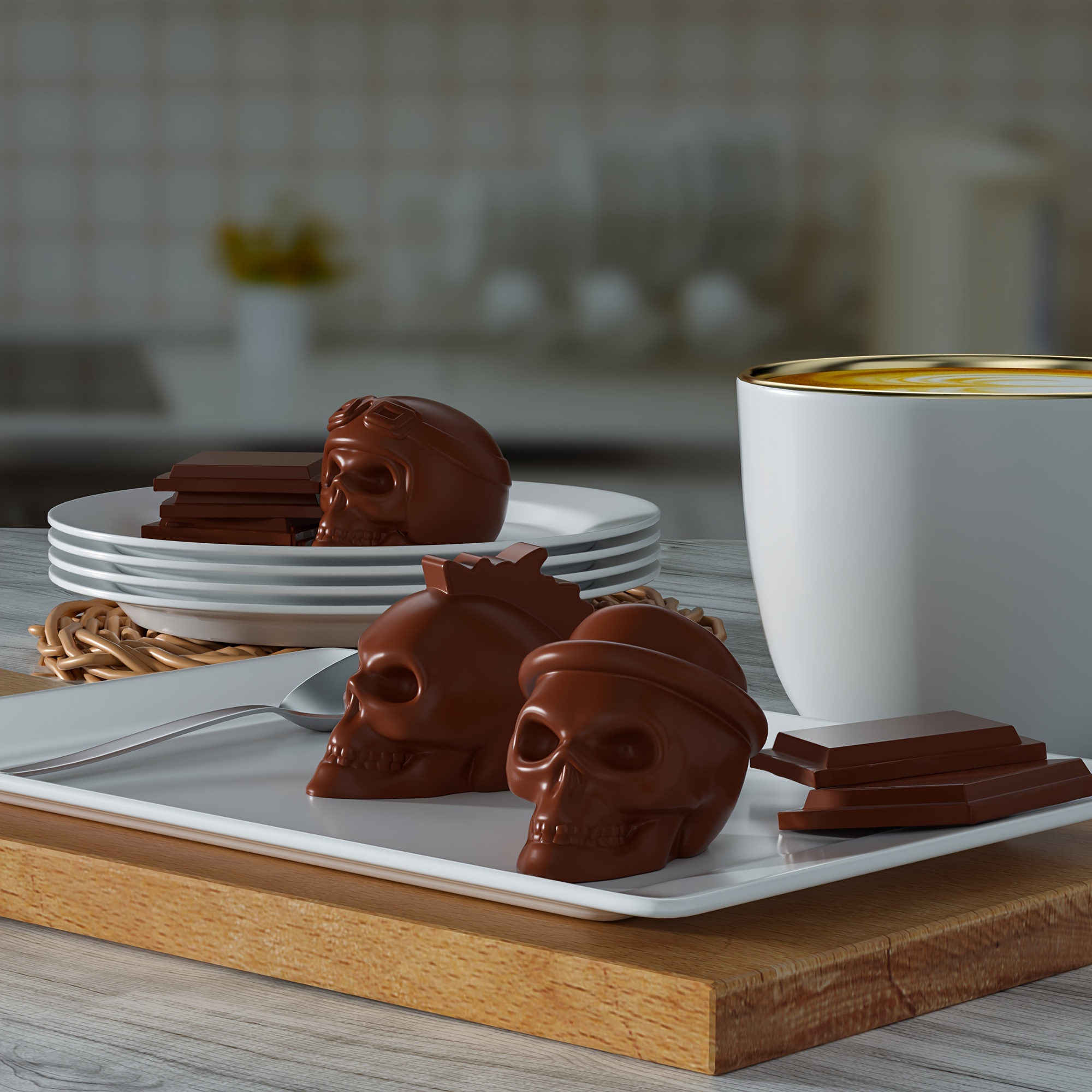 Silicone Skull Molds 3D Skull Ice Cube Mold Large for Resin Ice Chocolate Soap