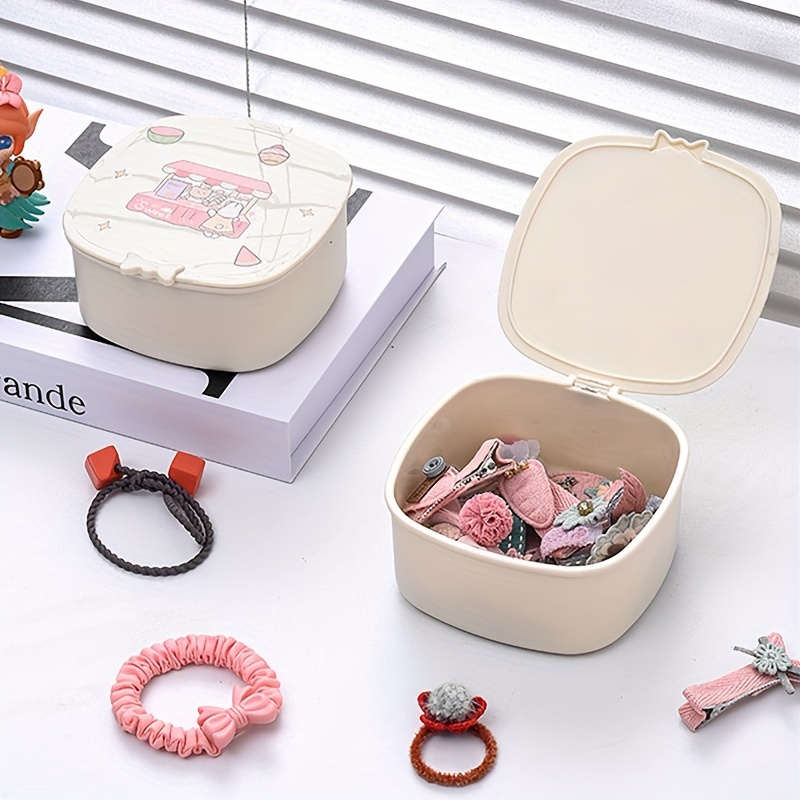 4pcs Kids Hair Accessories Storage Box Portable Dustproof Hair Tie Holder  Containers Organizer With Handle