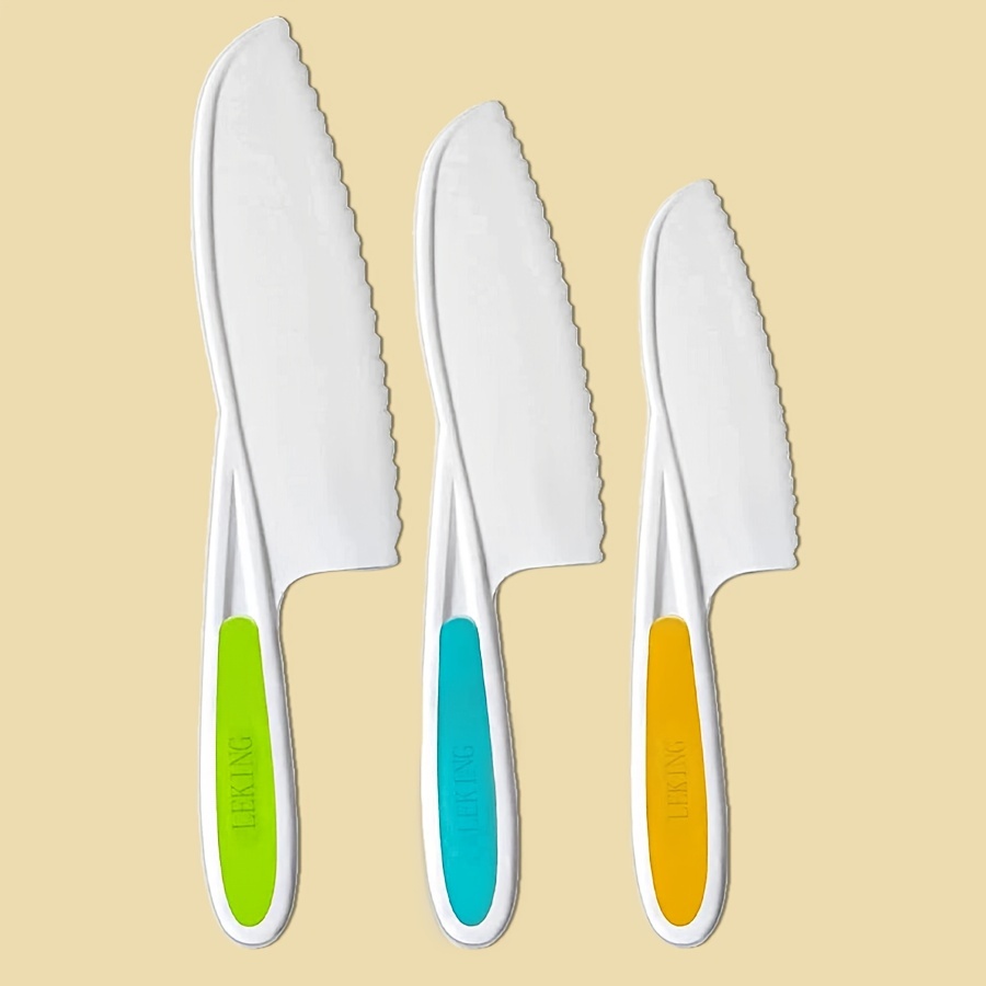 Leking Juego de 4 cuchillos para niños, bordes dentados de