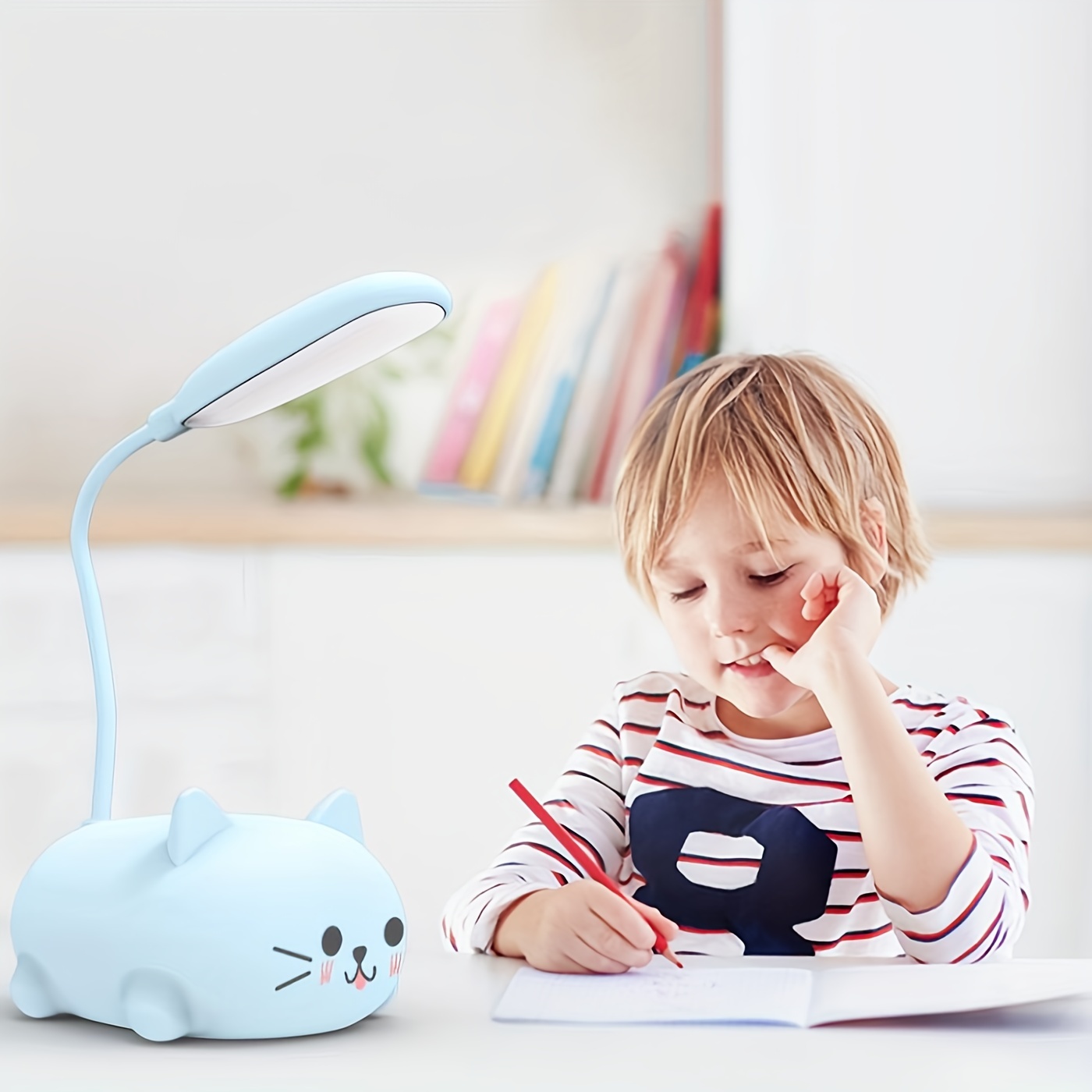 Comprar Lámpara de mesa de dibujos animados, luz nocturna de Gato,  recargable por USB, luz de mesa Led, protección ocular para niños, lámpara  de escritorio blanca cálida