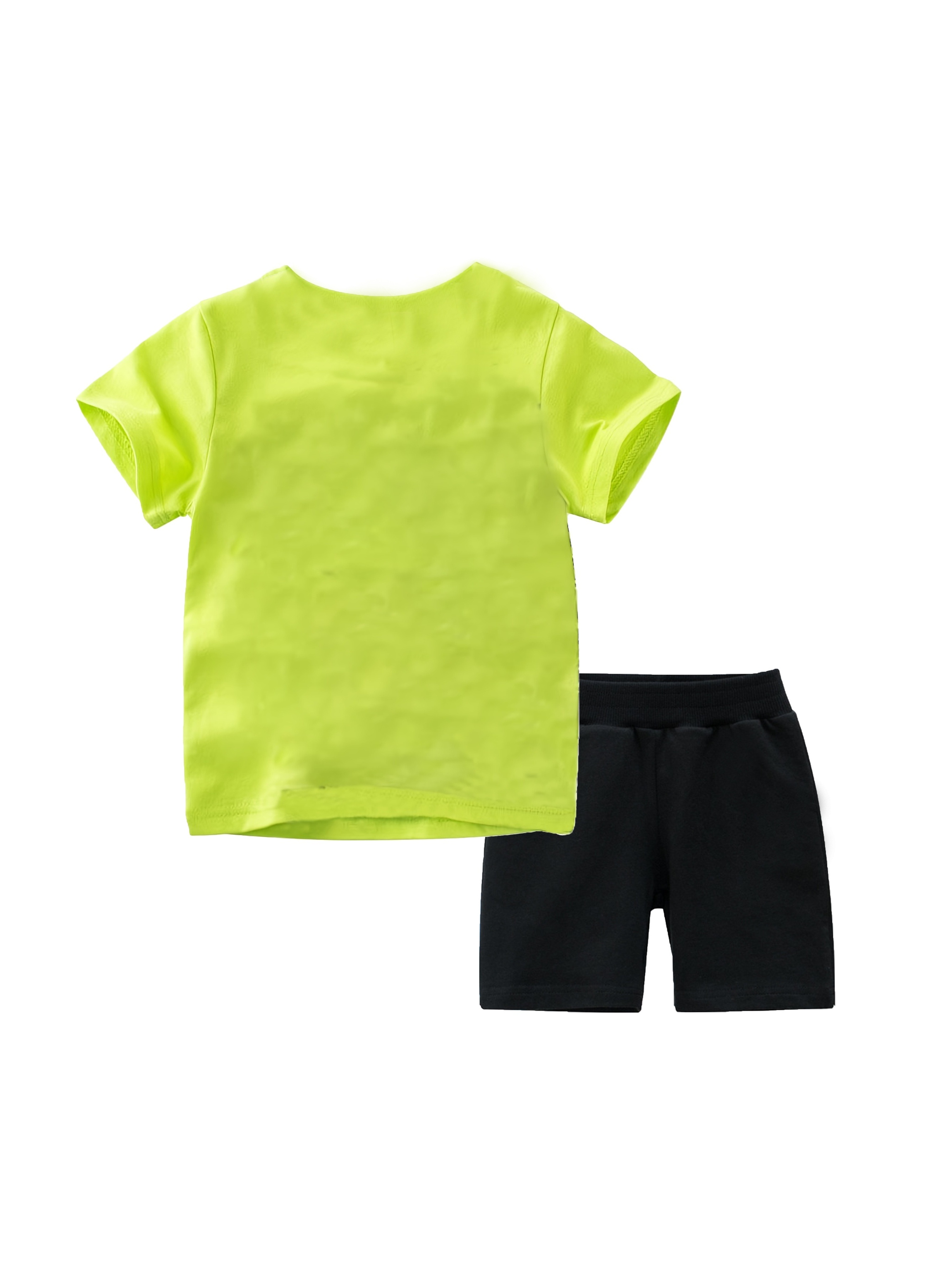 Boys' Neon Graphic Tee Shorts Set Casual, Machine Washable Summer  Outfit with Crew Neck Elastic Waistband Outdoor
