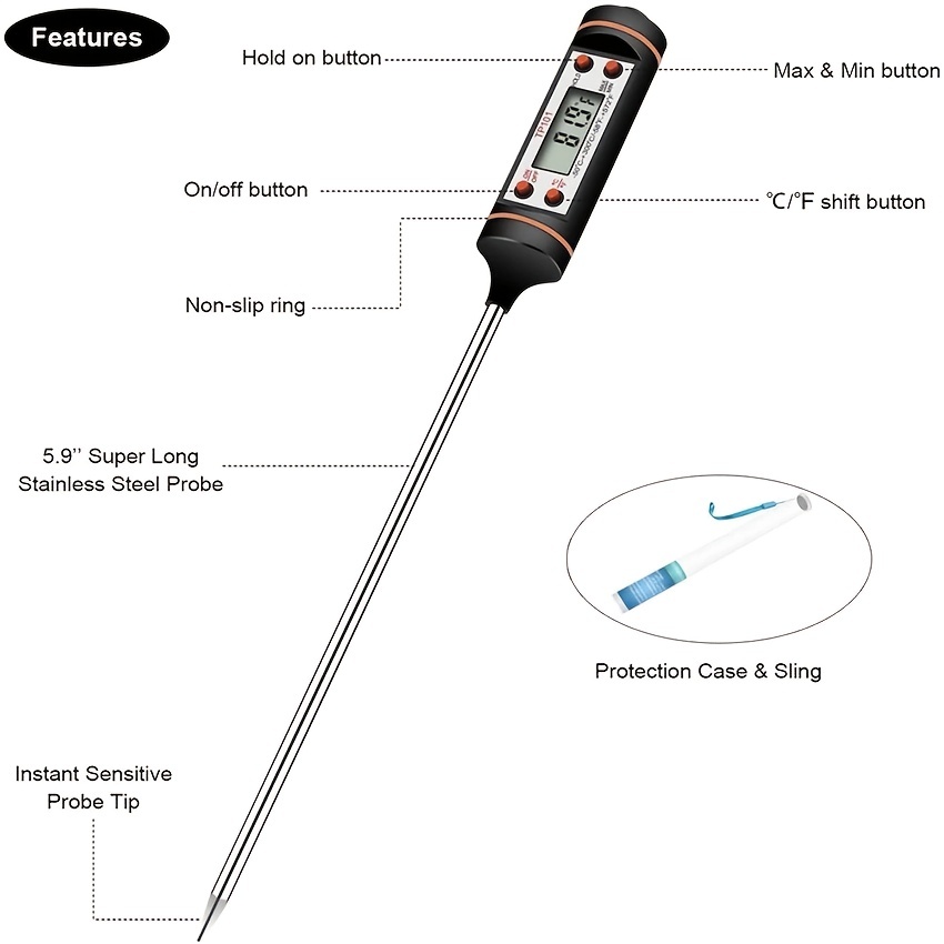 Accurate Oil Thermometer Probe For Precise Grilling And - Temu