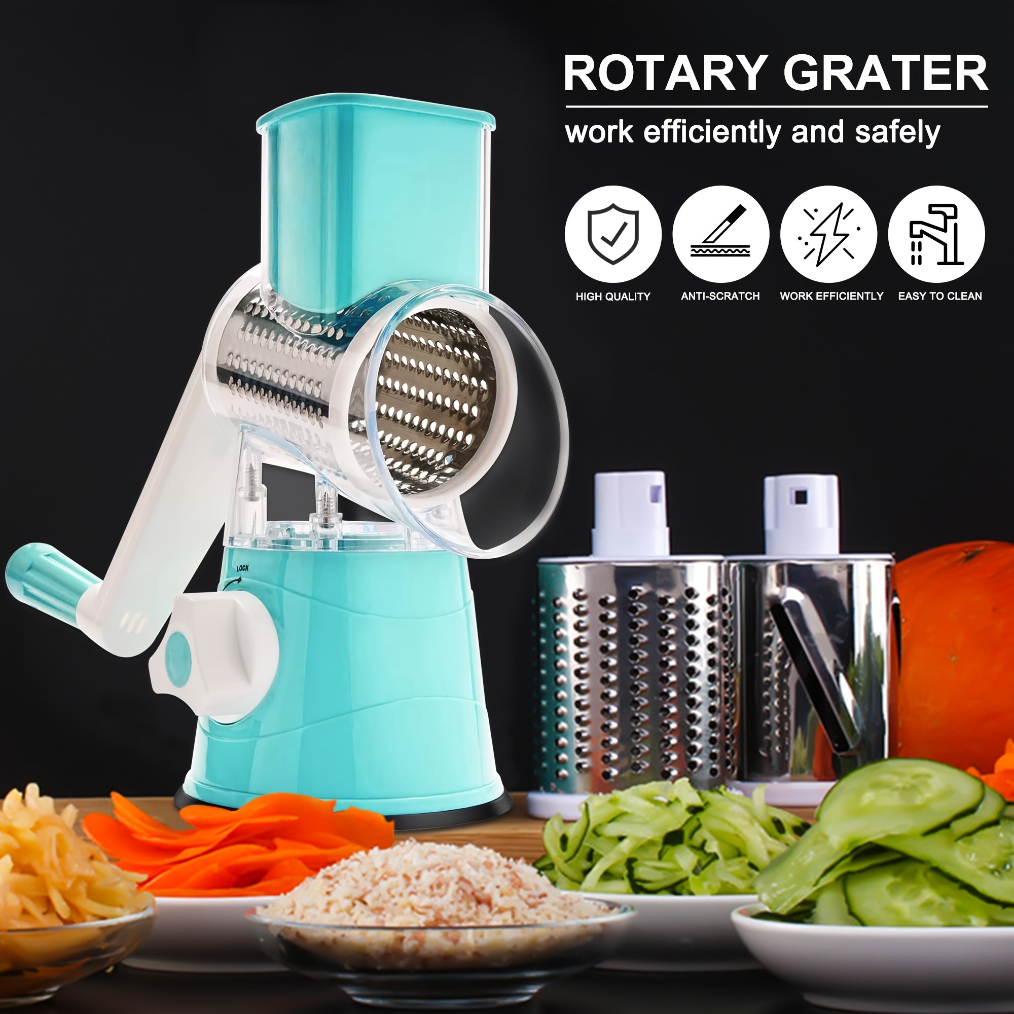 5in1, Rotary Cheese Grater, Shredder, Vegetable Slicer, Multifunctional  Fruit Slicer, Manual Food Grater, Vegetable Grater, Cutter With Powerful  Suction Base, Potato Grater, Household Potato Chopper, Kitchen Stuff,  Kitchen Gadgets - Temu