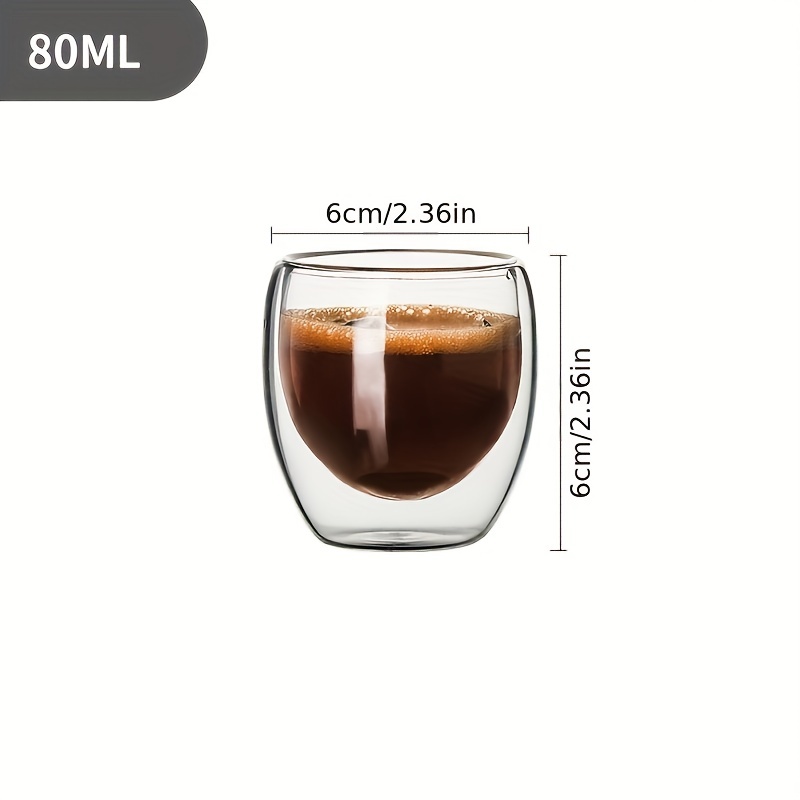 Cafecito Espresso Coffee Cafecito Double Wall Espresso Glass Cups | 80ml  Espresso Shot Glass Cups Set of 2 Shot Cups Set