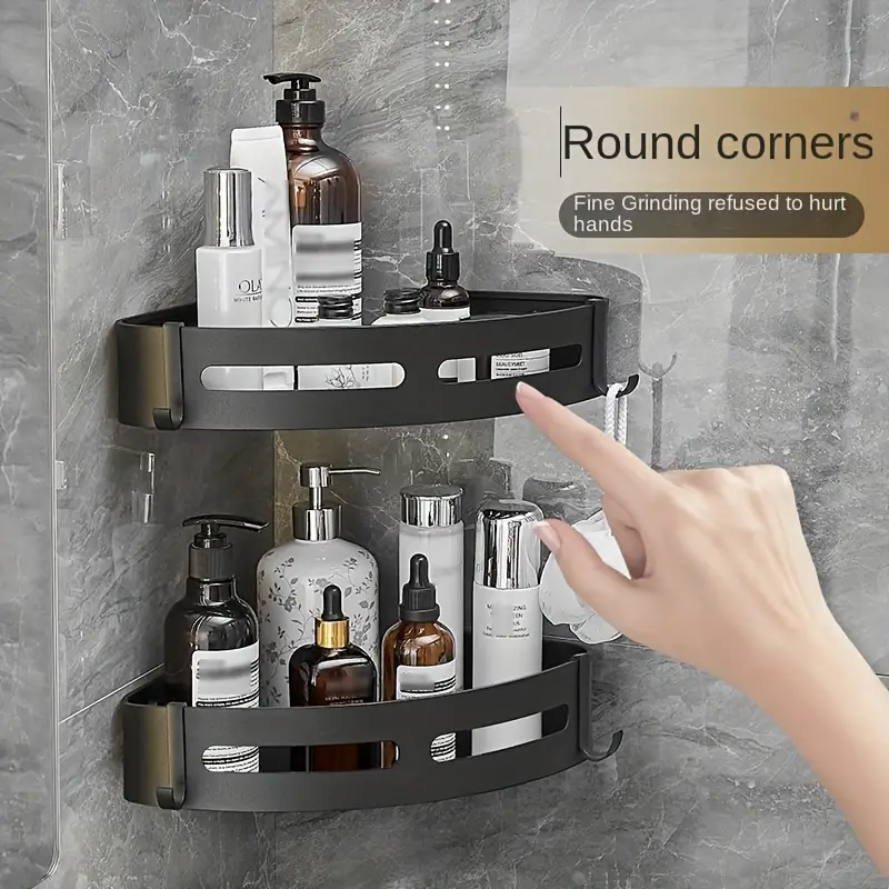 1/2pcs Corner Shower Shelves, Bathroom Storage Rack With Hooks, Shower  Shelf For Inside Shower, Shampoo Soap Holder For Shower Wall, Bathroom  Caddy Or