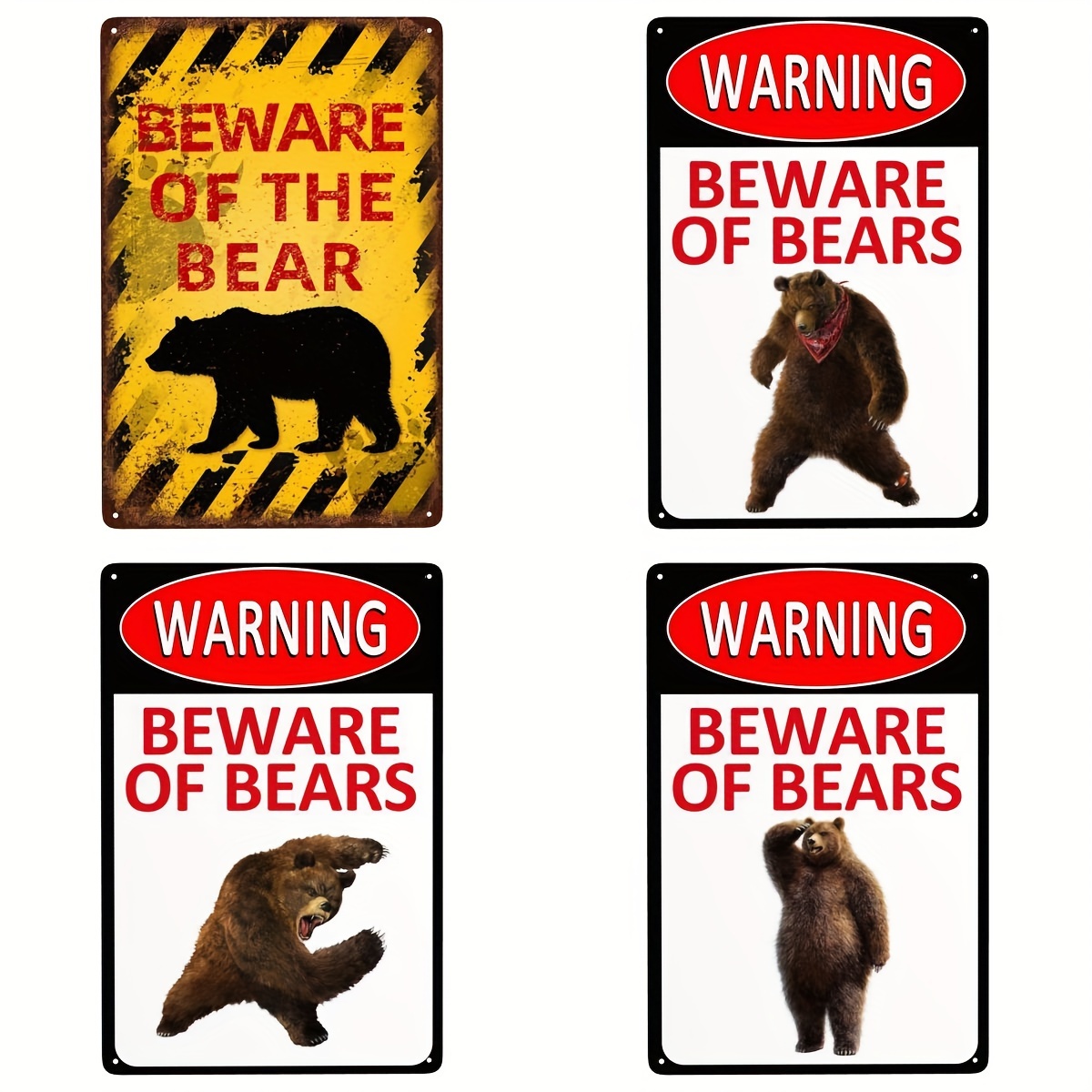 

1pc, Aluminum Sign Warning Beware Of Bear Sign Funny Bears Retro Wall Art Decoration Novelty Metal Sign 8x12 Inch