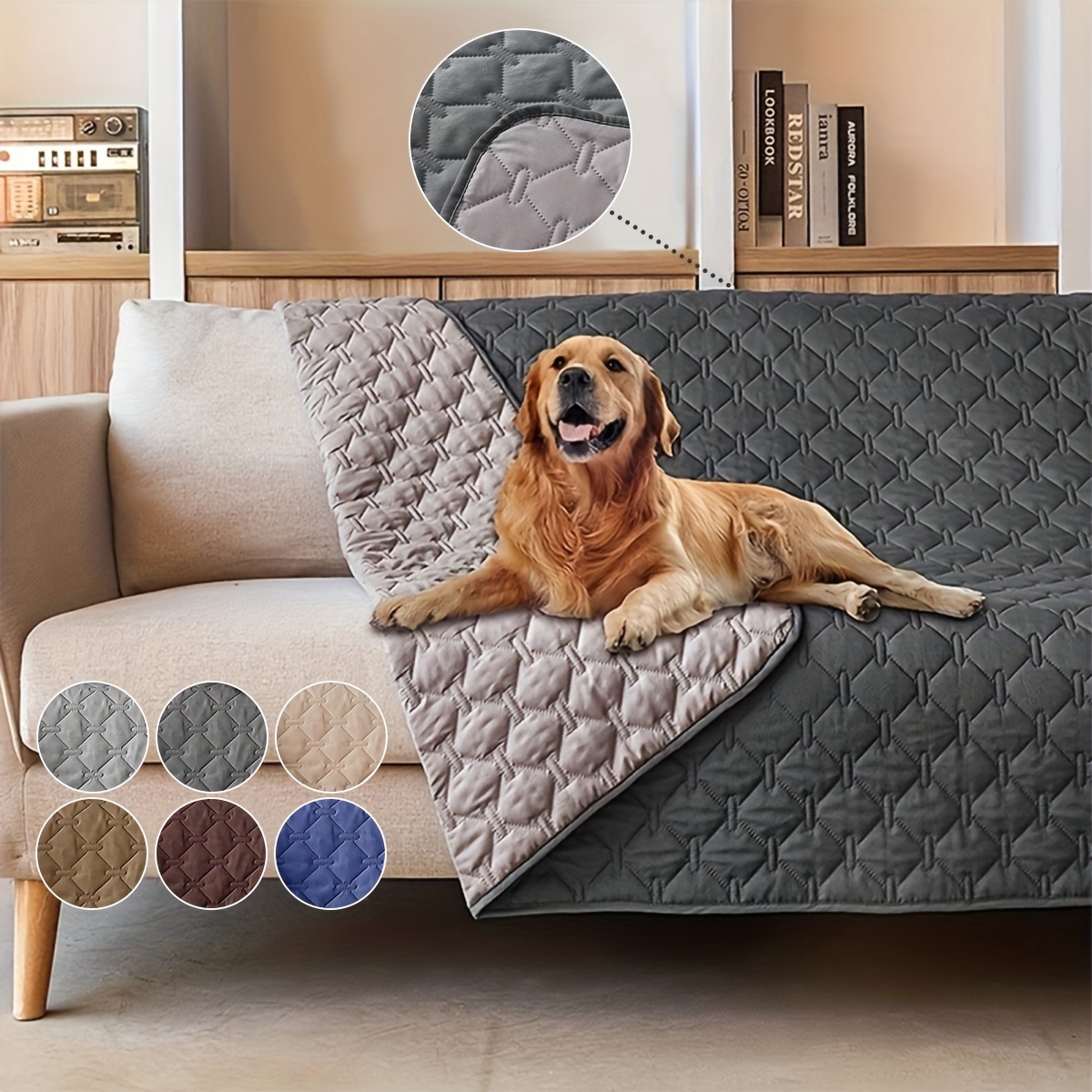 Quilted Sofa Slipcover Double sided Brushed Fabric For Dog - Temu