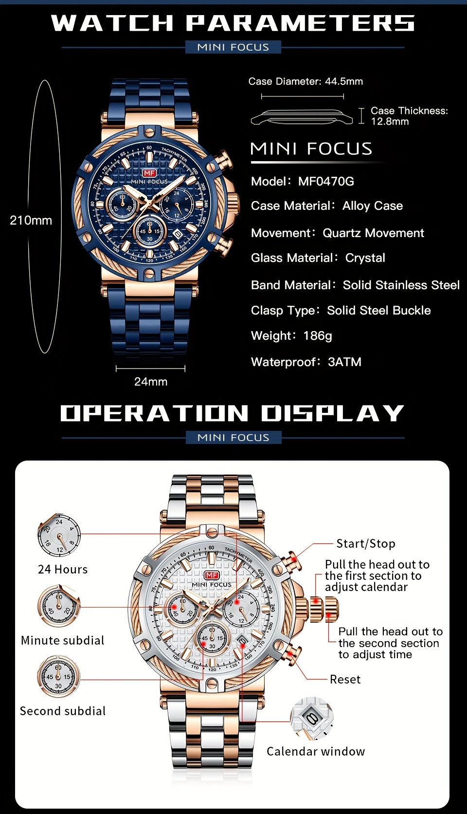 Mini Focus Analog Quartz Watch Mens Stainless Steel Band Chronograph  Luminous Wristwatch Ideal Choice Gifts - Jewelry & Accessories - Temu