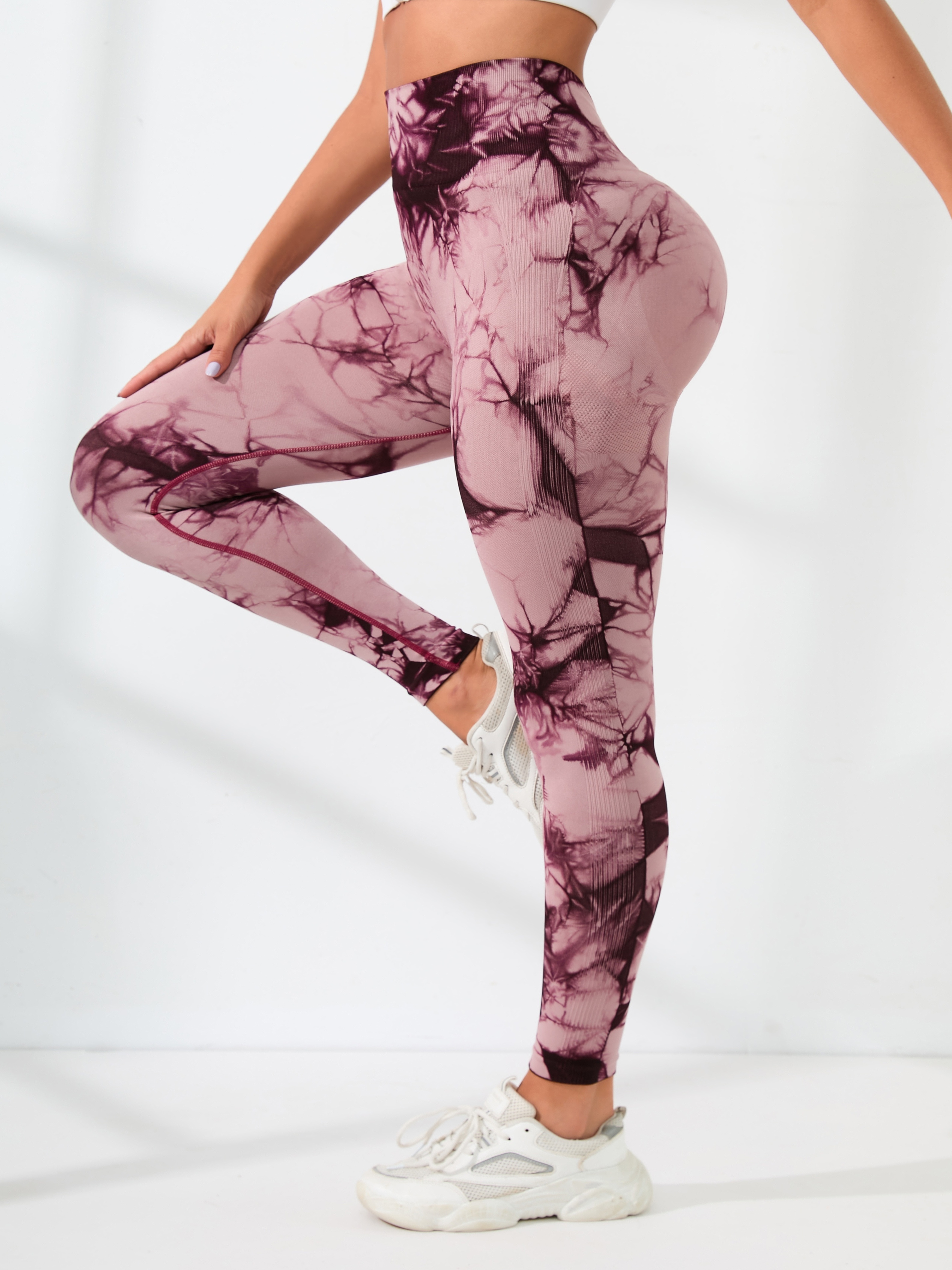 YWDJ Workout Leggings for Women Women Ink Yoga Tie-Dye Pants Slim And Hip  Lifting Exercise Bottom Pants Pink M