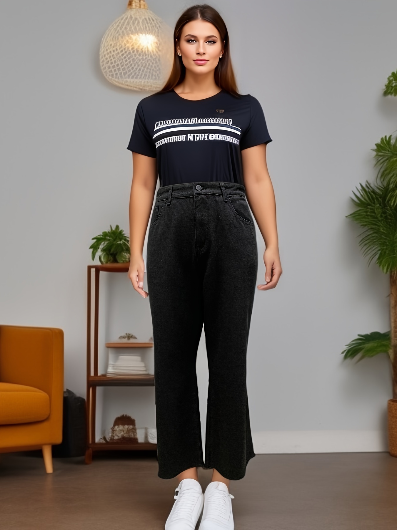 Denim Pants Women Plus Size - Temu