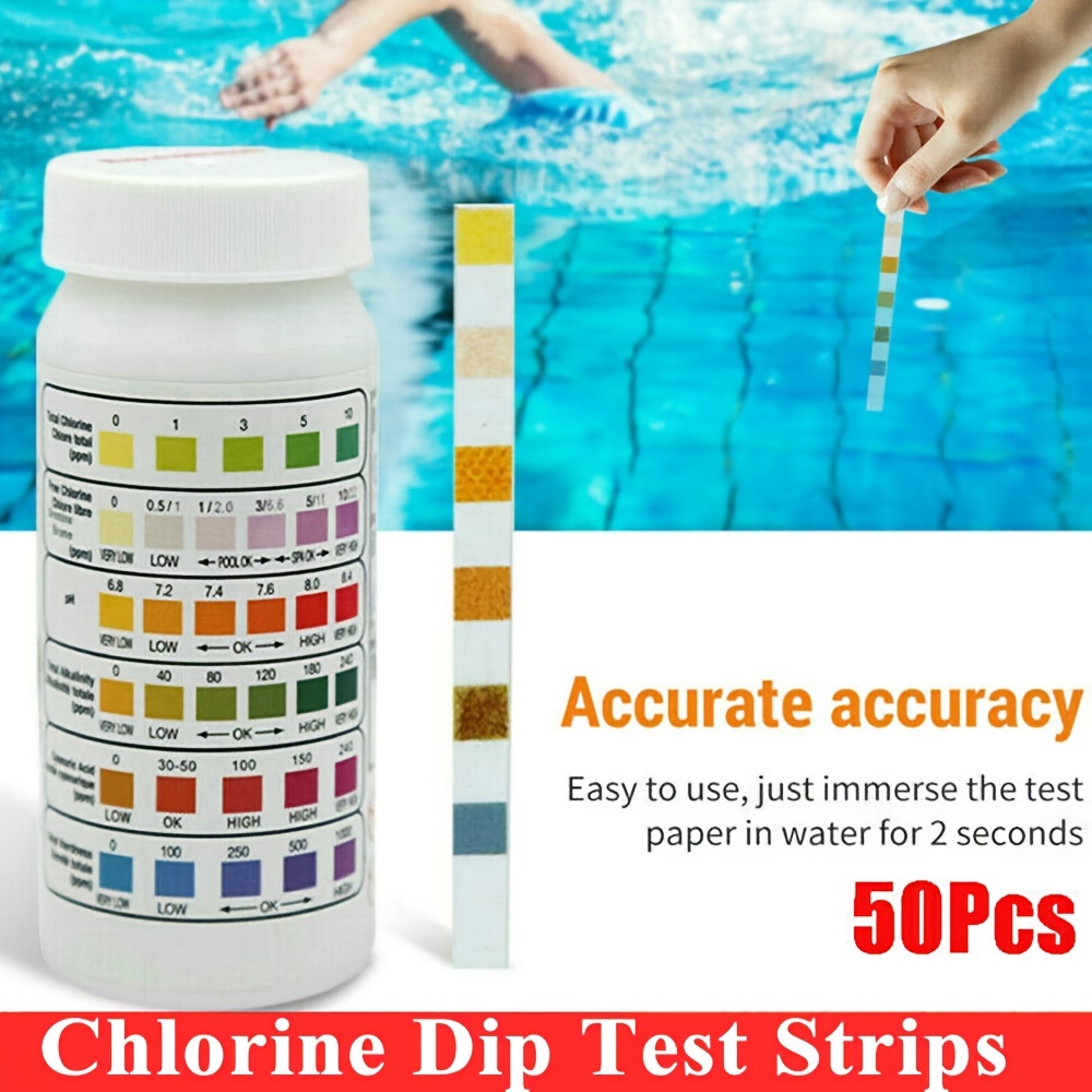 50pcs，Testeur ph et chlore produit bandelette test piscine pour