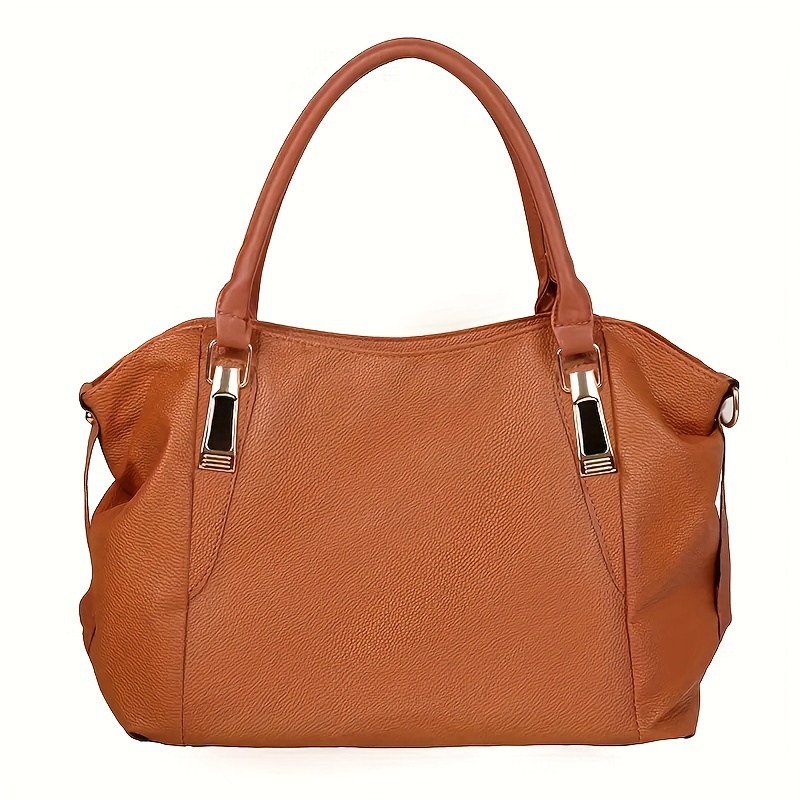 Soft Faux Leather Tote Handbag, Women's Large Capacity Shoulder Hobo Purse  With Removable Strap - Temu