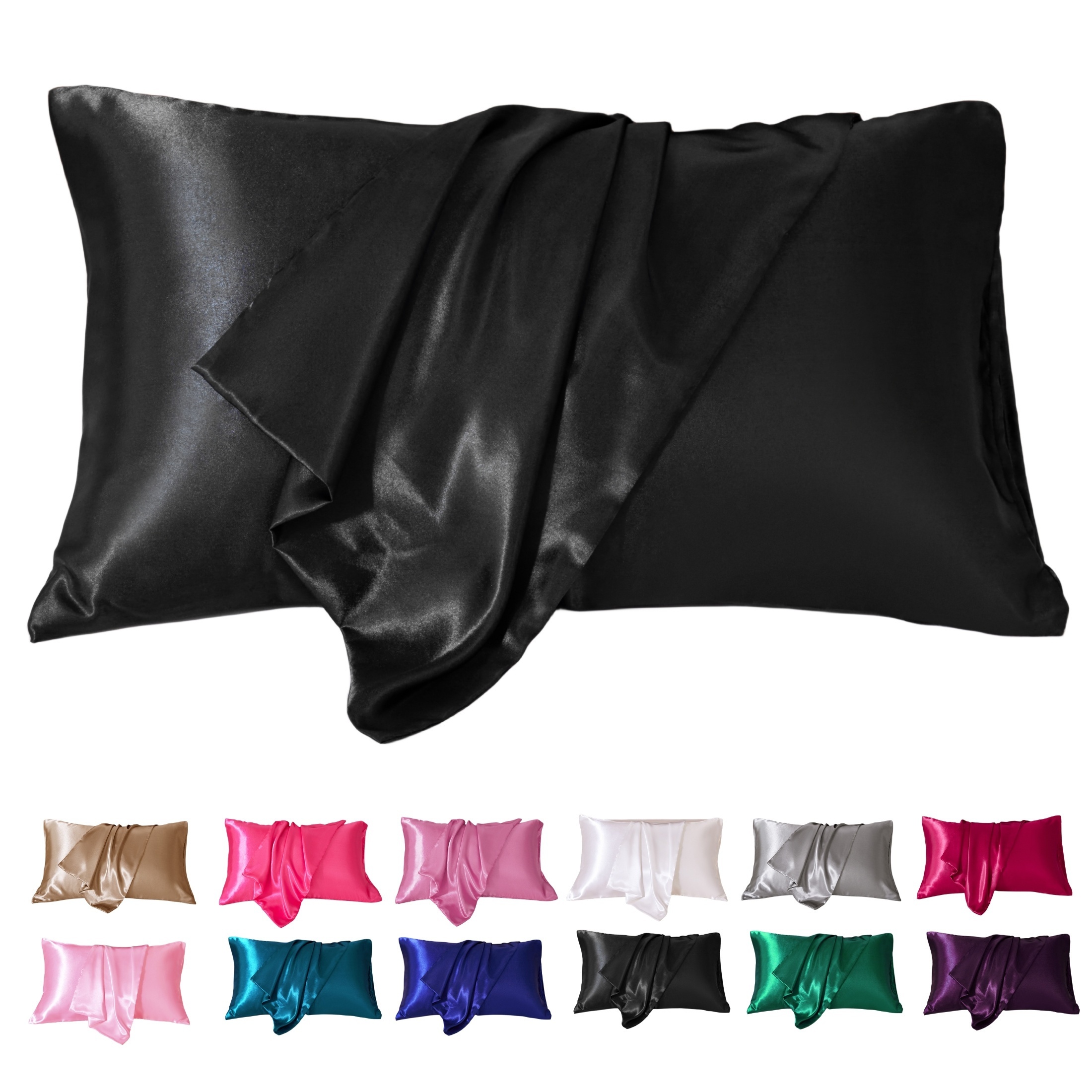 

2pcs Satin Pillowcase (without Pillow Core), Soft Breathable Solid Color Pillow Covers For Hair And Skin, Premium Quality Silky Pillow Protector For Bedroom Sofa Home Decor