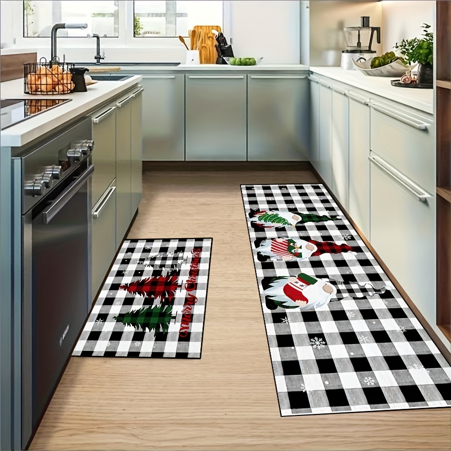 Soft Kitchen Mat, Christmas Gnome Non-slip Oil-proof Floor Mat, Waterproof  Runner Rug, Dirt-resistant Floor Mat, Entrance Doormat, Kitchen Living Room  Laundry Bathroom Water-absorbing Floor Mat Set, Room Decor, Xmas Home Decor  